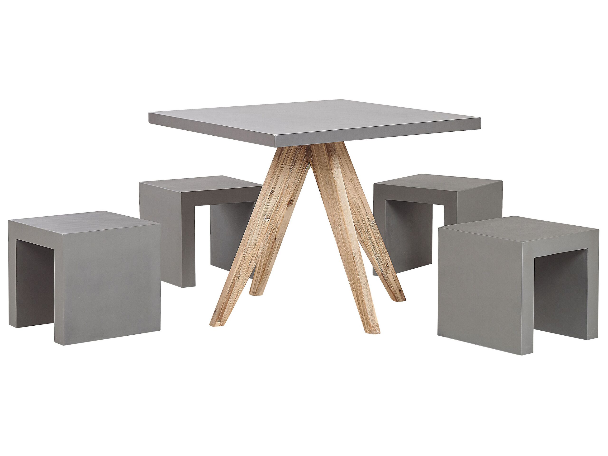 4 Seater Concrete Garden Dining Set Square Table Grey OLBIA/TARANTO - Gemini Interiors