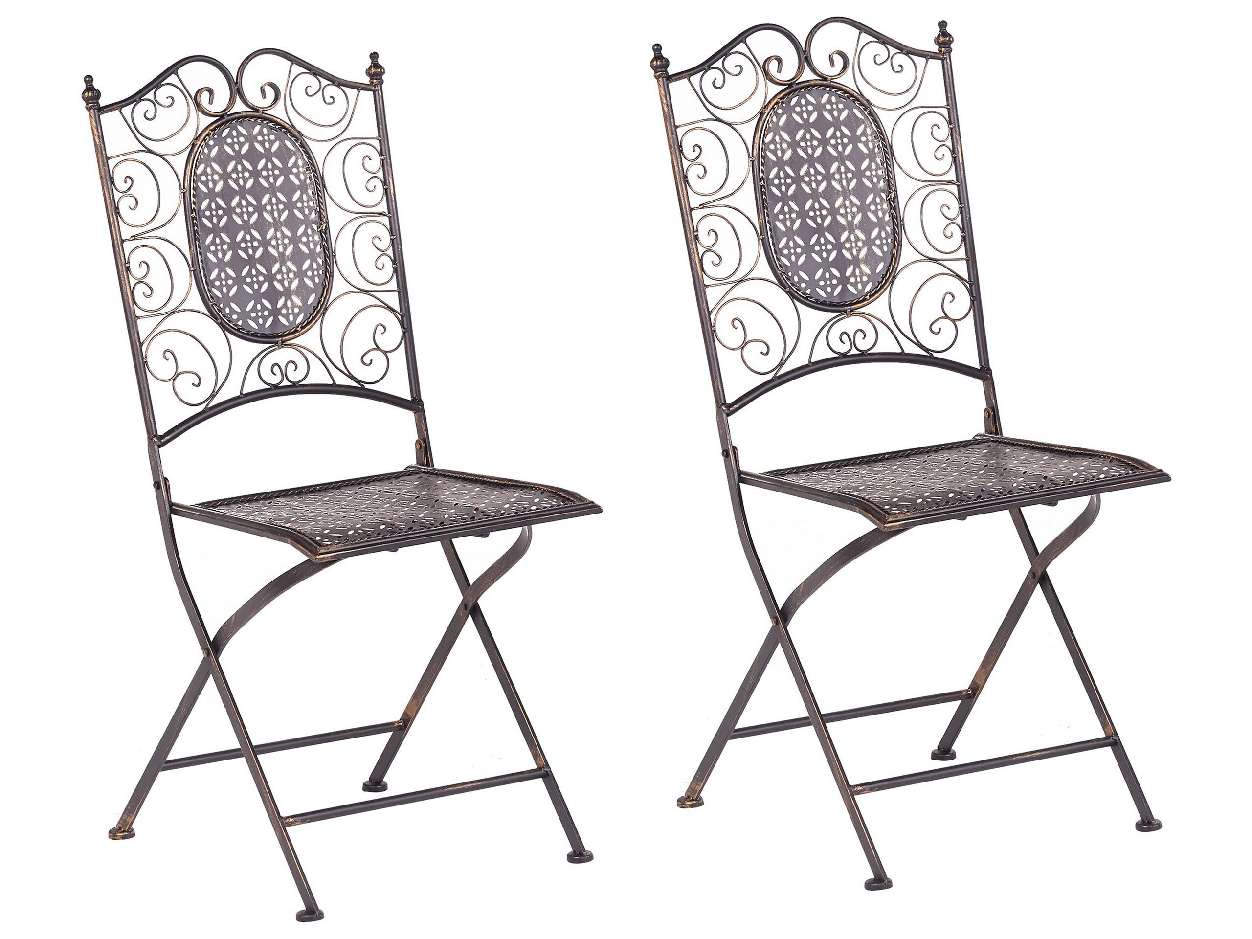 Set of 2 Metal Garden Folding Chairs Black BORMIO - Gemini Interiors