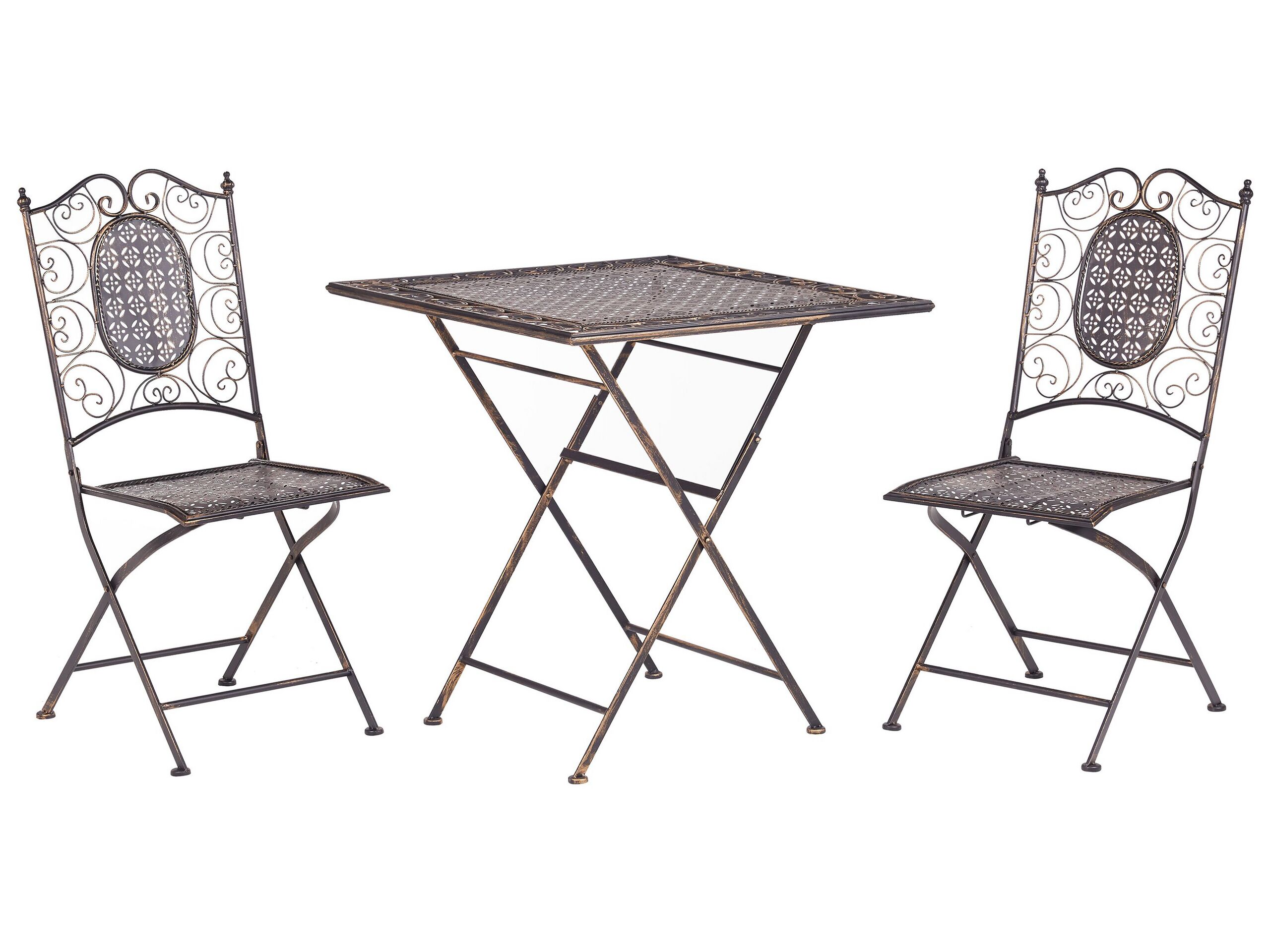 Metal Garden Bistro Set Black BORMIO - Gemini Interiors