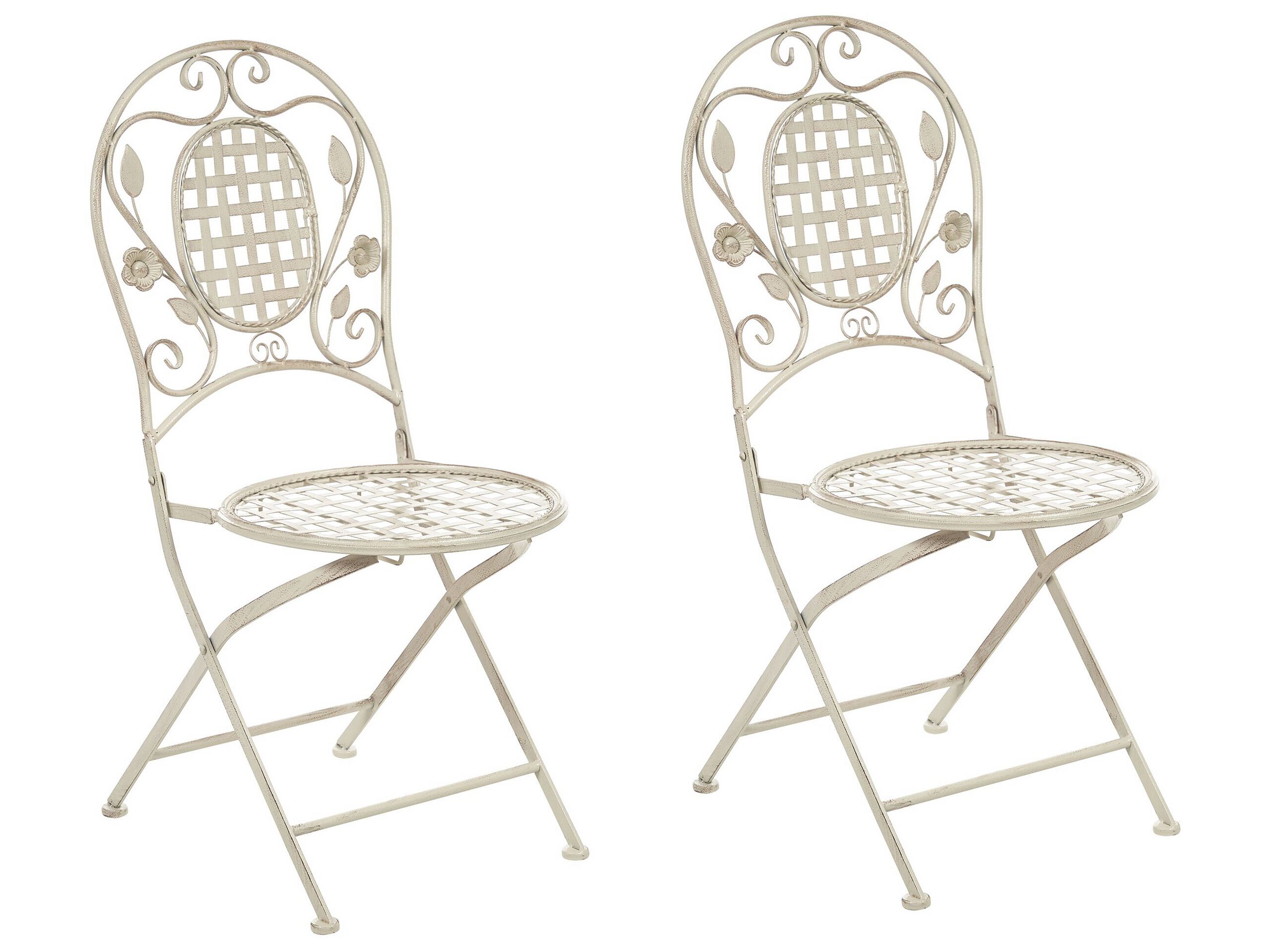 Set of 2 Metal Garden Folding Chairs Off-White BIVIO - Gemini Interiors