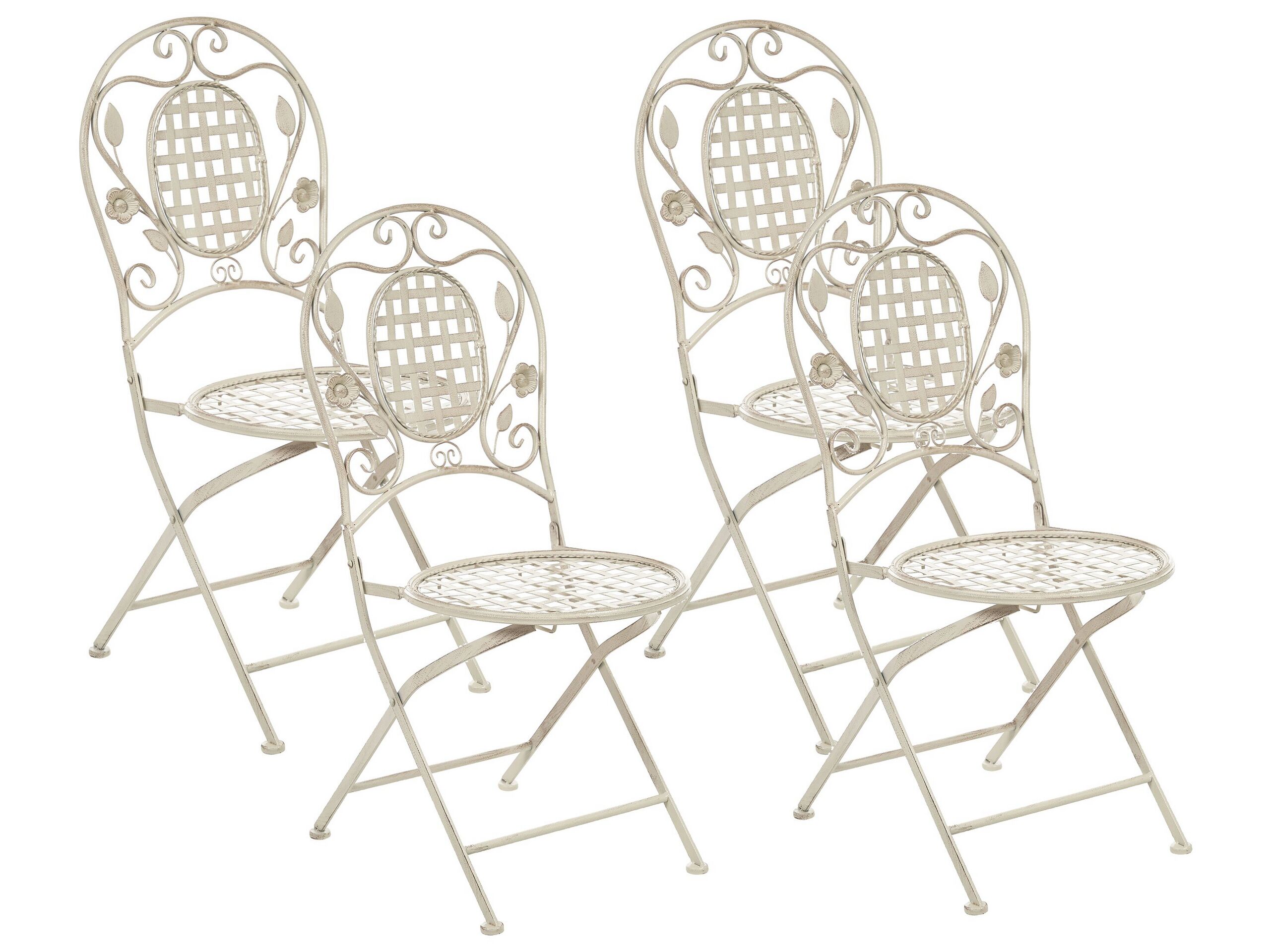 Set of 4 Metal Garden Folding Chairs Off-White BIVIO - Gemini Interiors