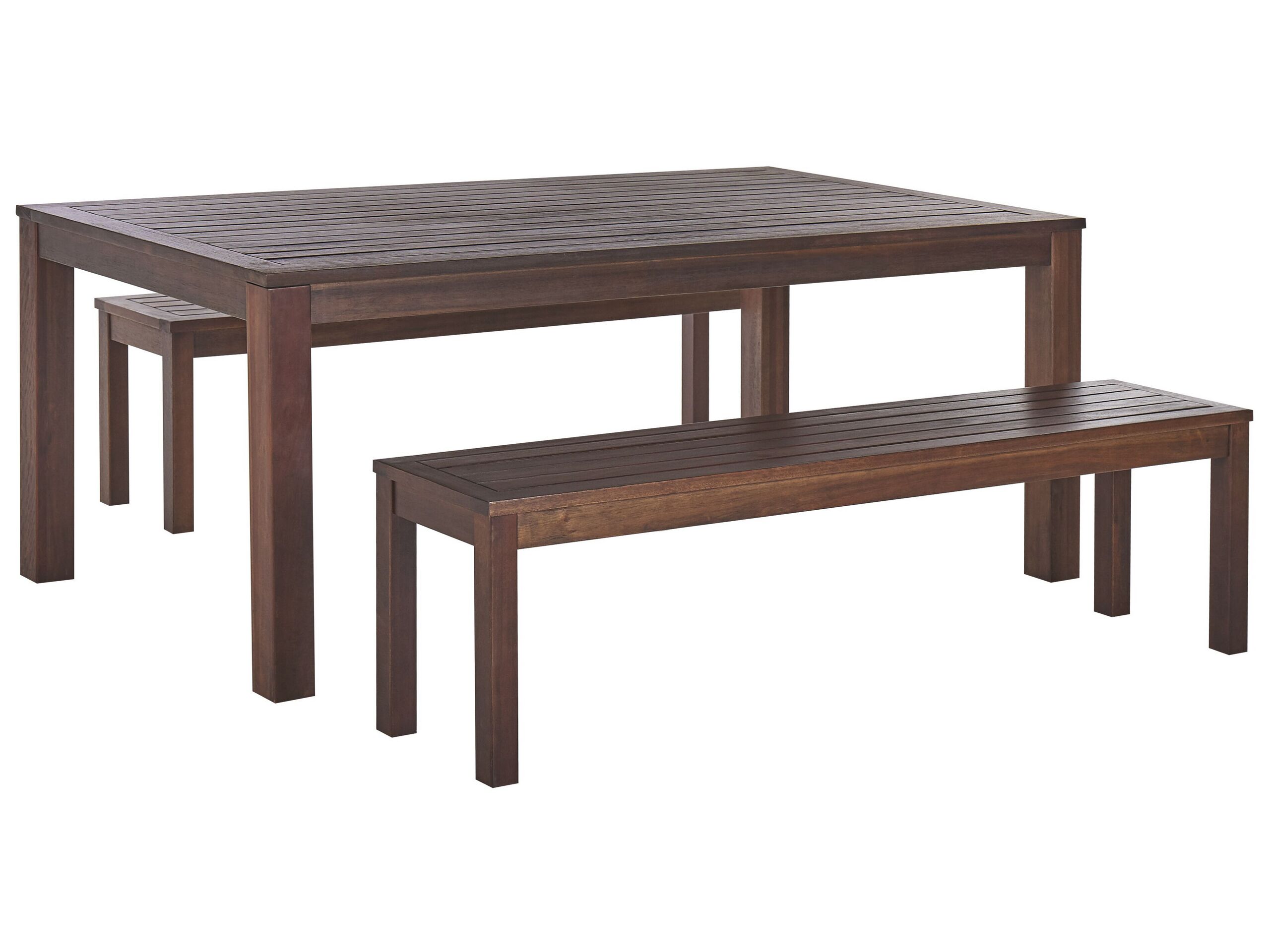 6 Seater Eucalyptus Garden Dining Set Table and Benches Natural TUSCANIA - Gemini Interiors
