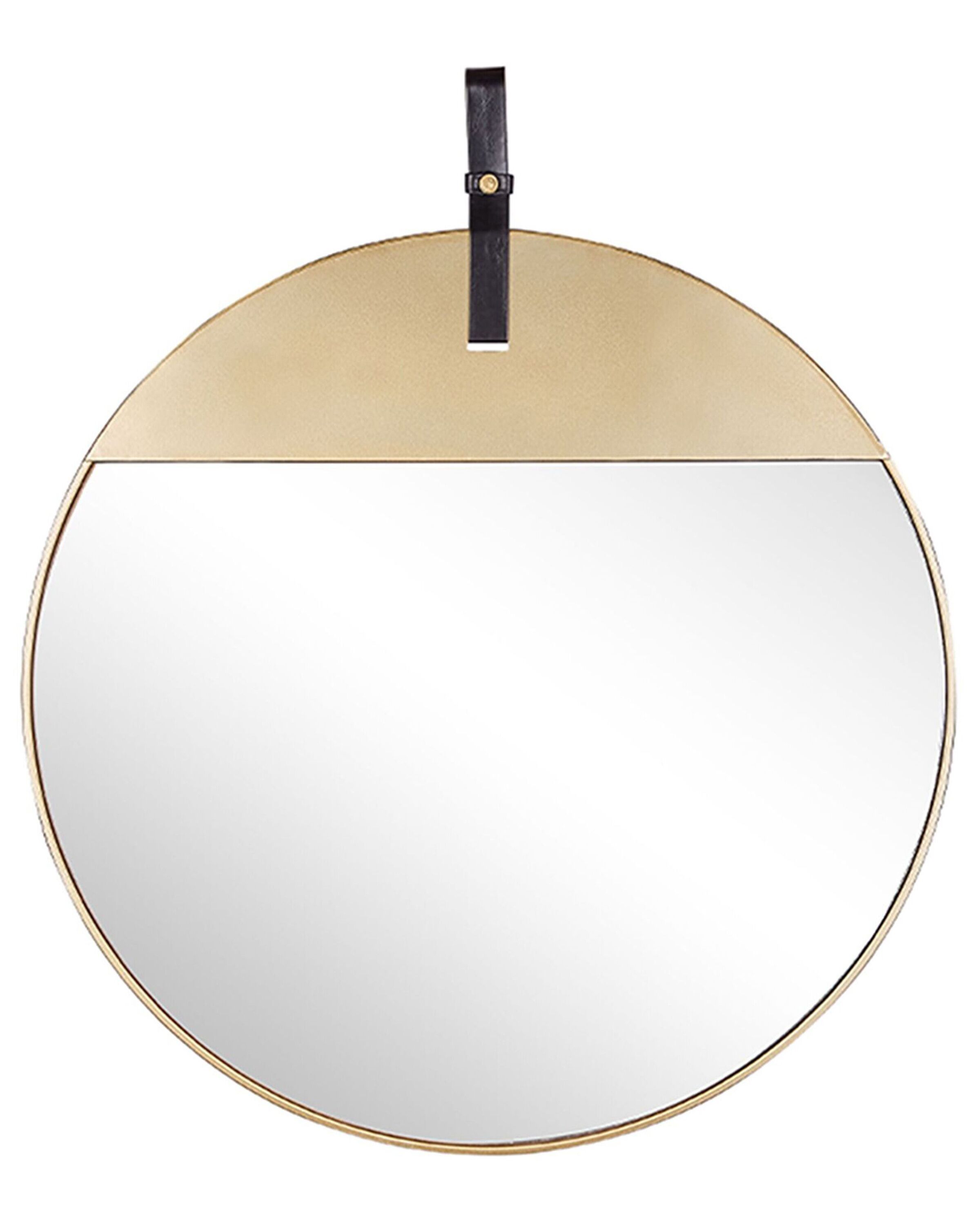 Round Metal Wall Mirror with Strap 60cm Gold - Gemini Interiors