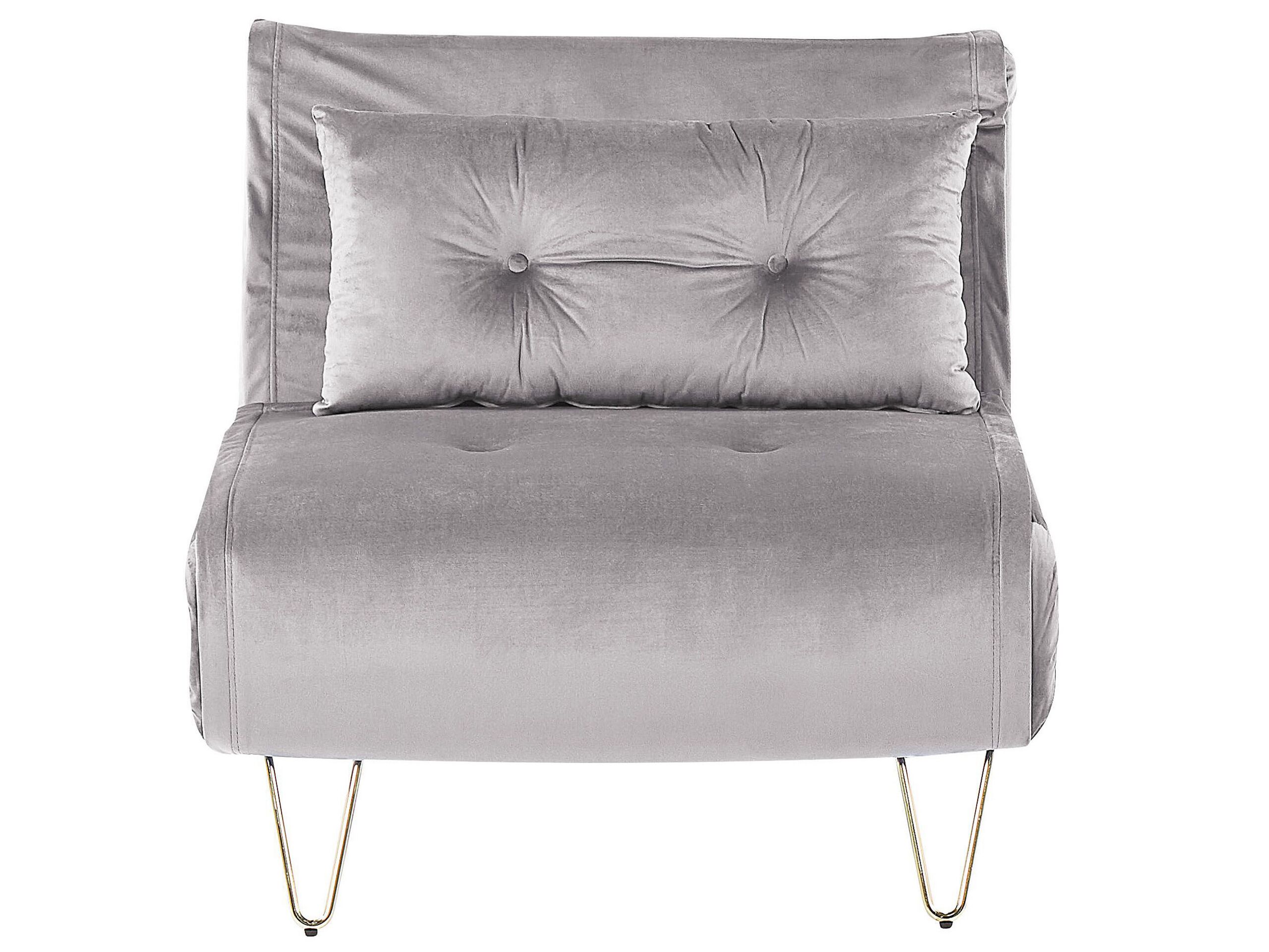 Velvet Sofa Bed Grey VESTFOLD - Gemini Interiors