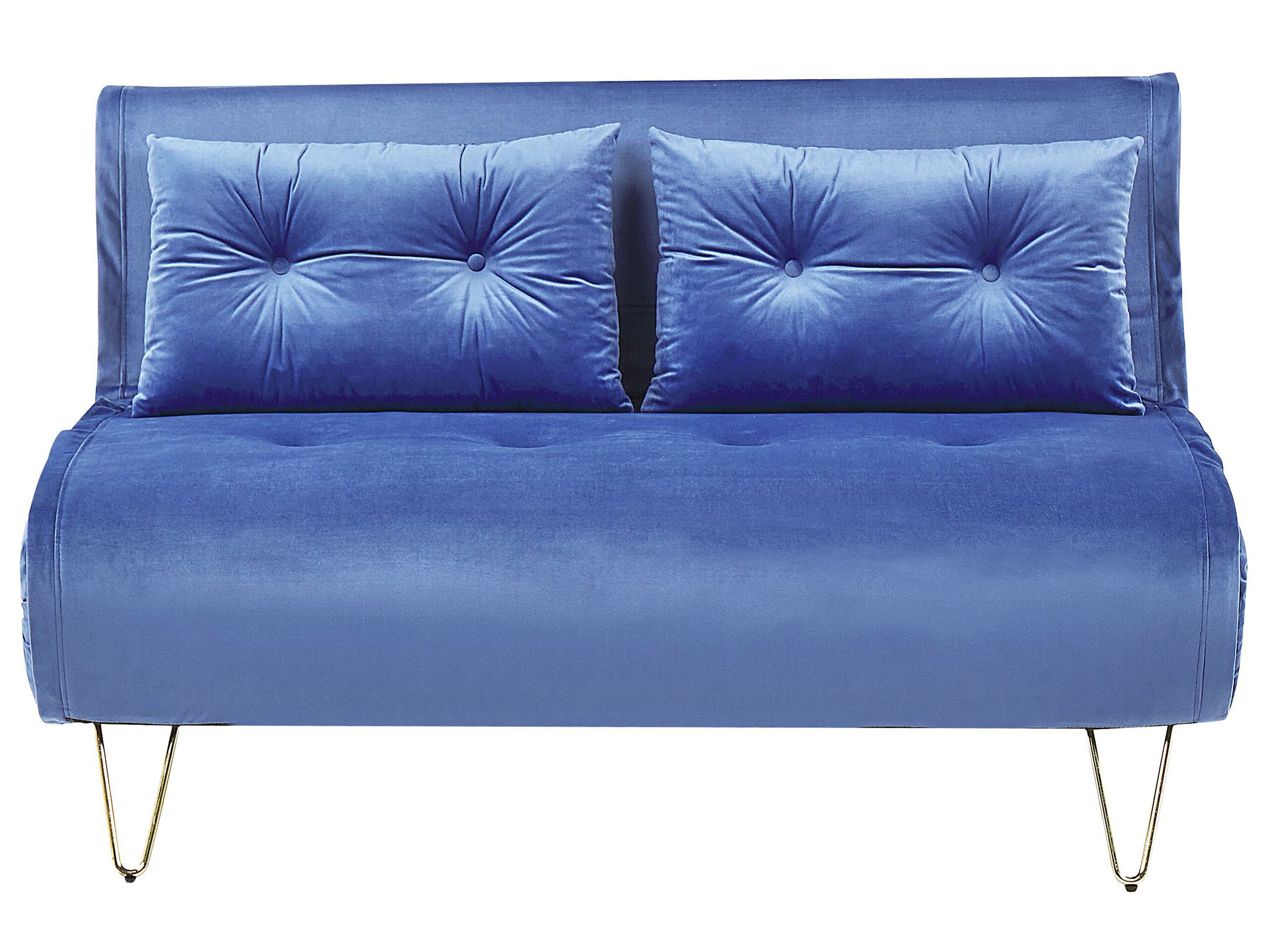 2 Seater Velvet Sofa Bed Navy Blue VESTFOLD - Gemini Interiors