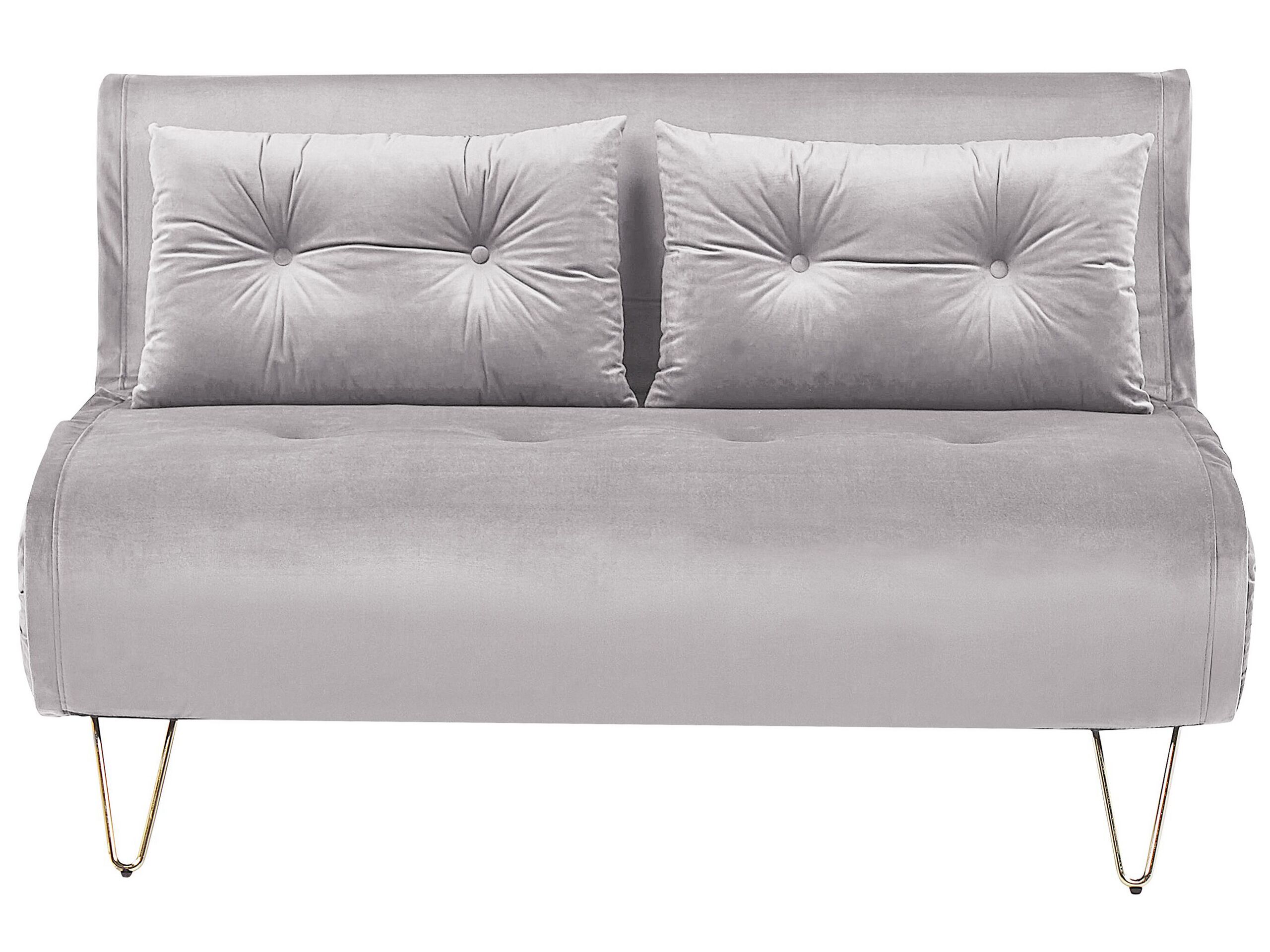 2 Seater Velvet Sofa Bed Grey VESTFOLD - Gemini Interiors