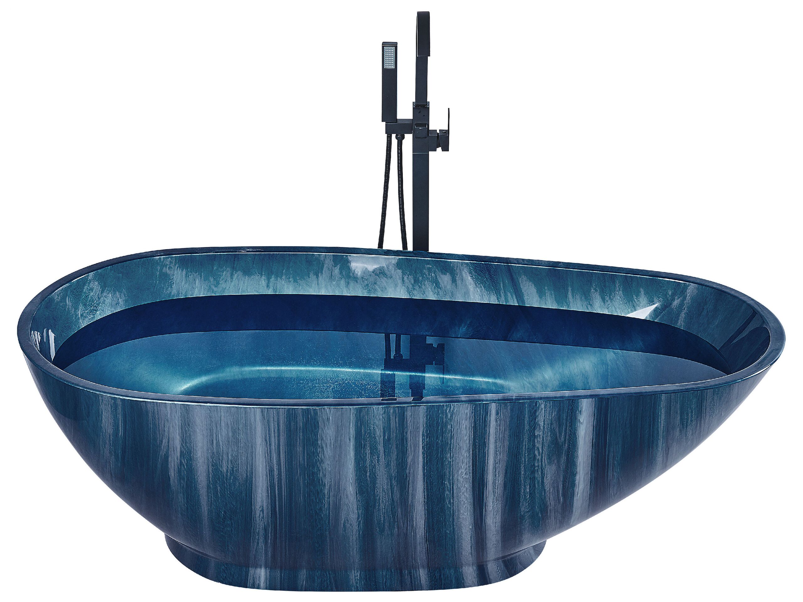 Bath 1700 x 800 mm Marble Effect Navy Blue RIOJA - Gemini Interiors