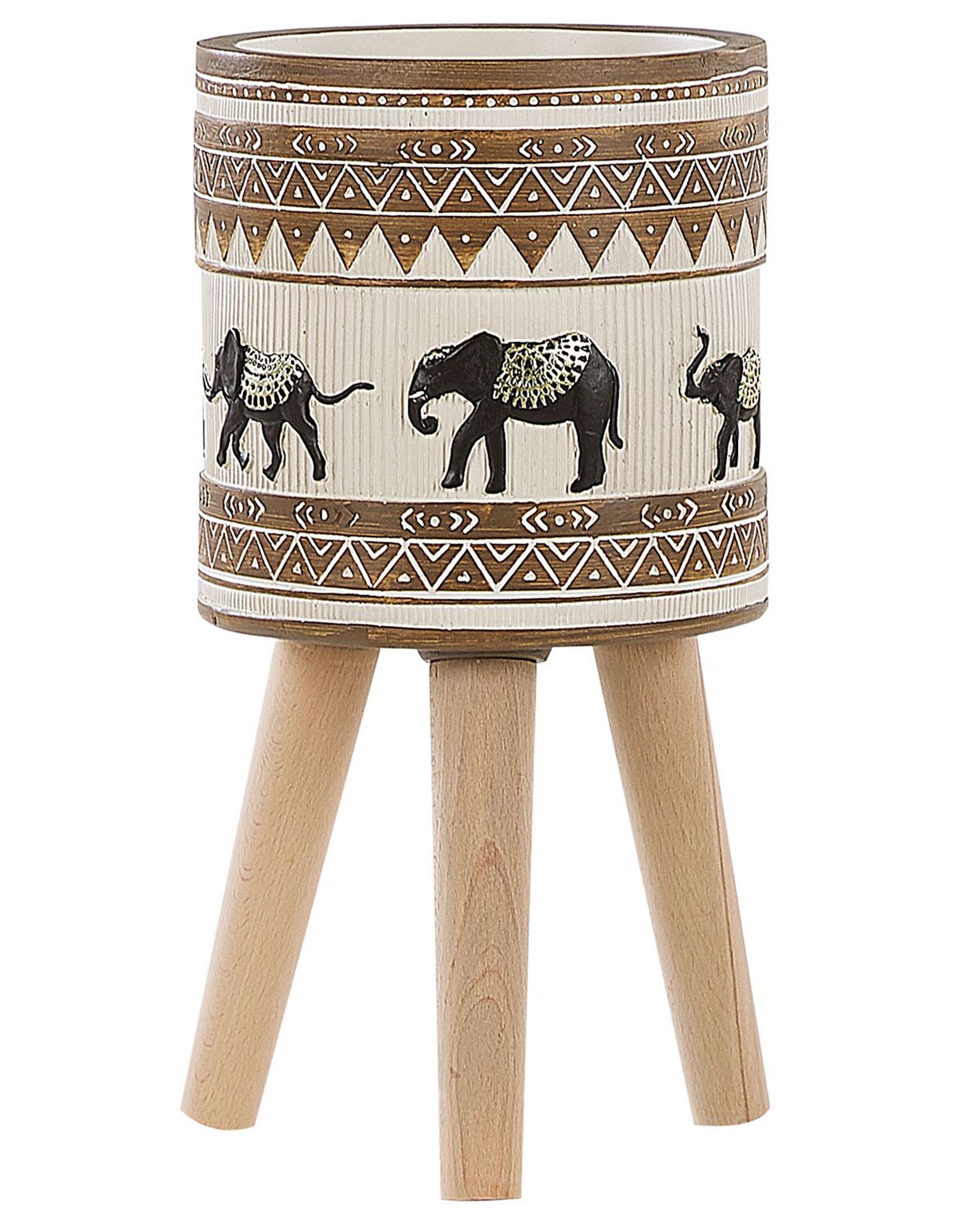 Plant Pot Stand 22 x 22 x 43 cm Beige and Brown KOTTES - Gemini Interiors