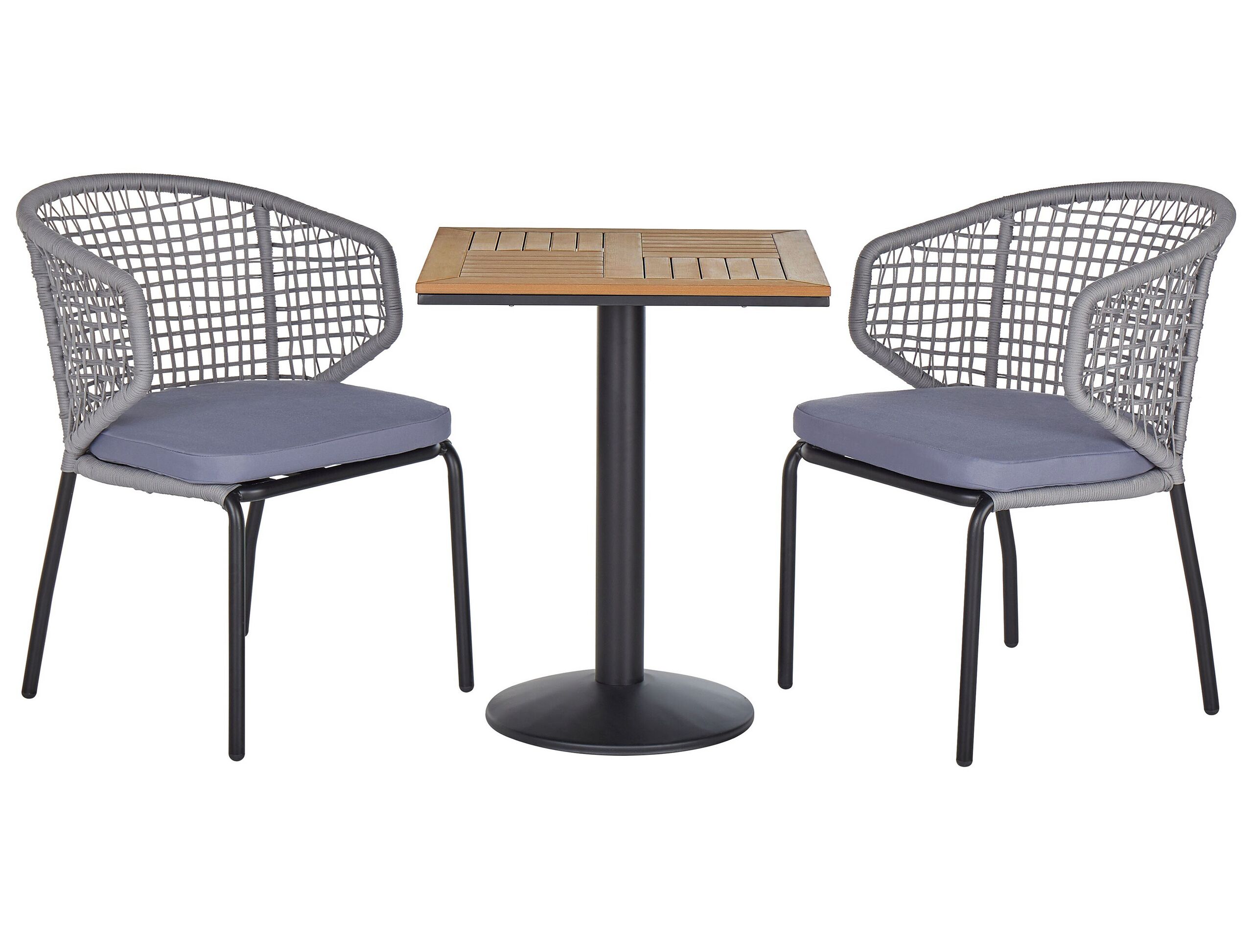 Metal Garden Bistro Set Grey PALMI - Gemini Interiors