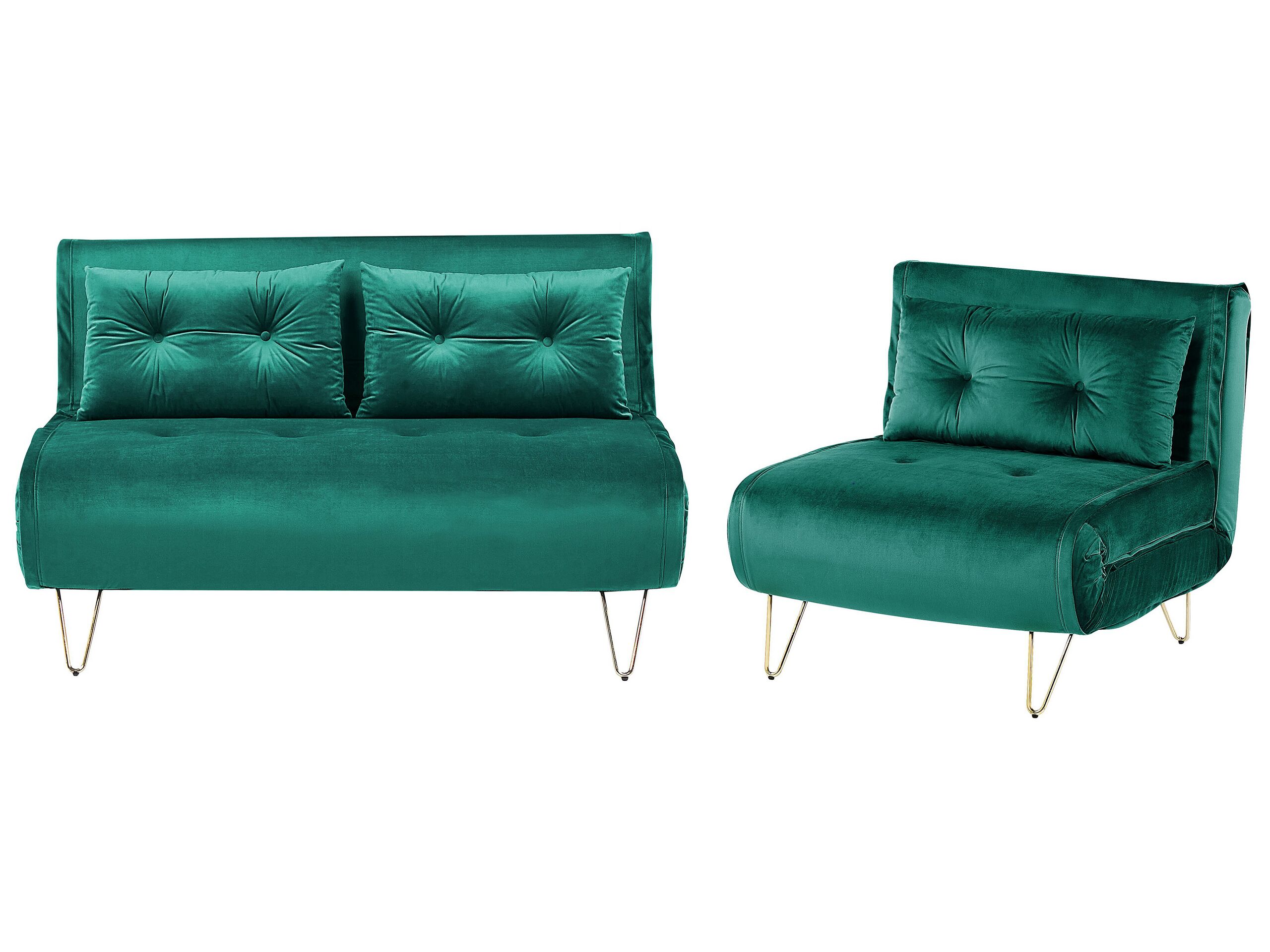 Velvet Sofa Set Dark Green VESTFOLD - Gemini Interiors