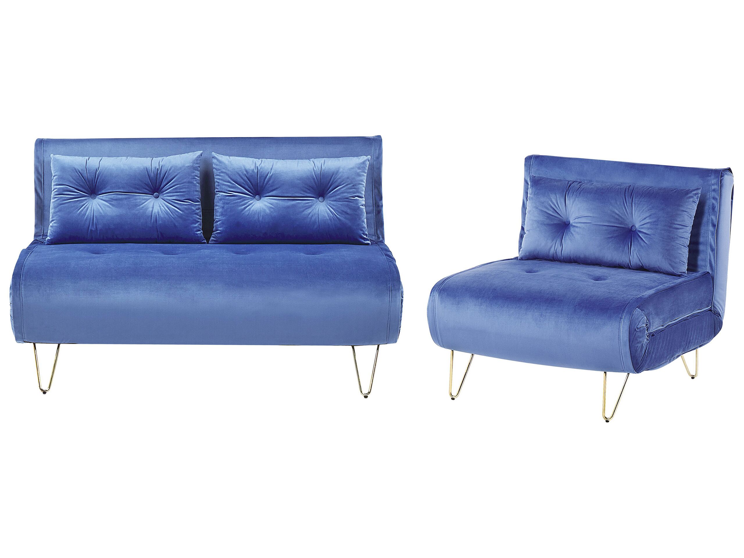 Velvet Sofa Set Navy Blue VESTFOLD - Gemini Interiors