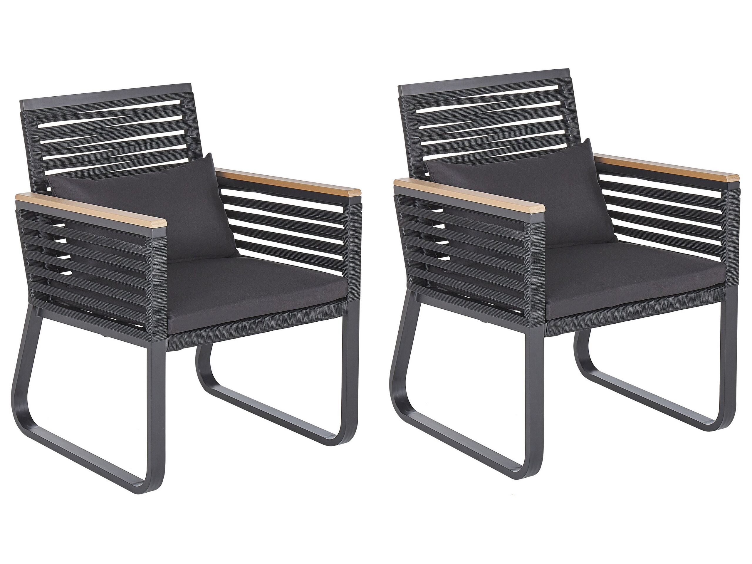 Set of 2 Garden Chairs Black CANETTO - Gemini Interiors