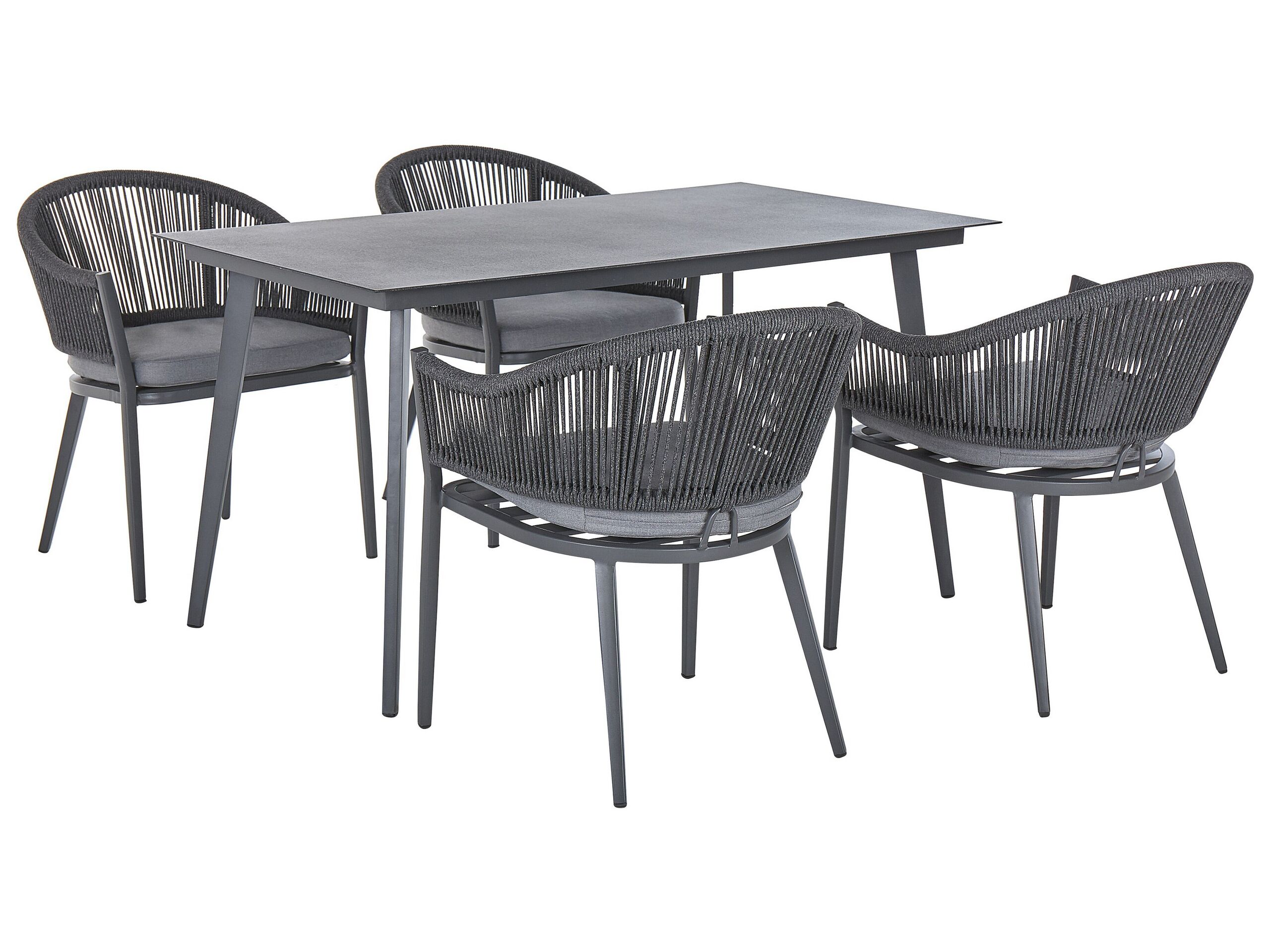 4 Seater Metal Garden Dining Set Grey MILETO - Gemini Interiors