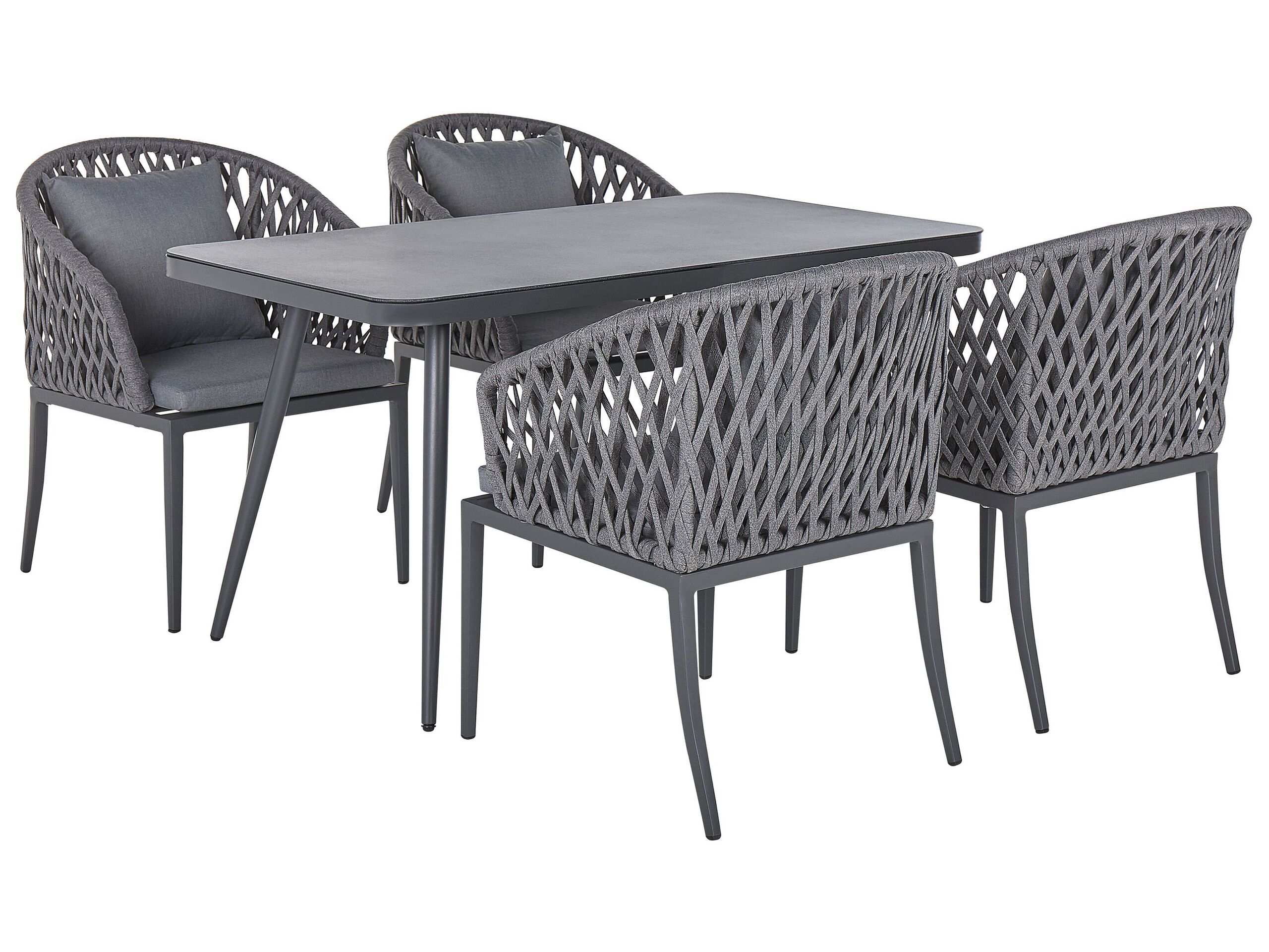 4 Seater Metal Garden Dining Set Grey LIPARI - Gemini Interiors