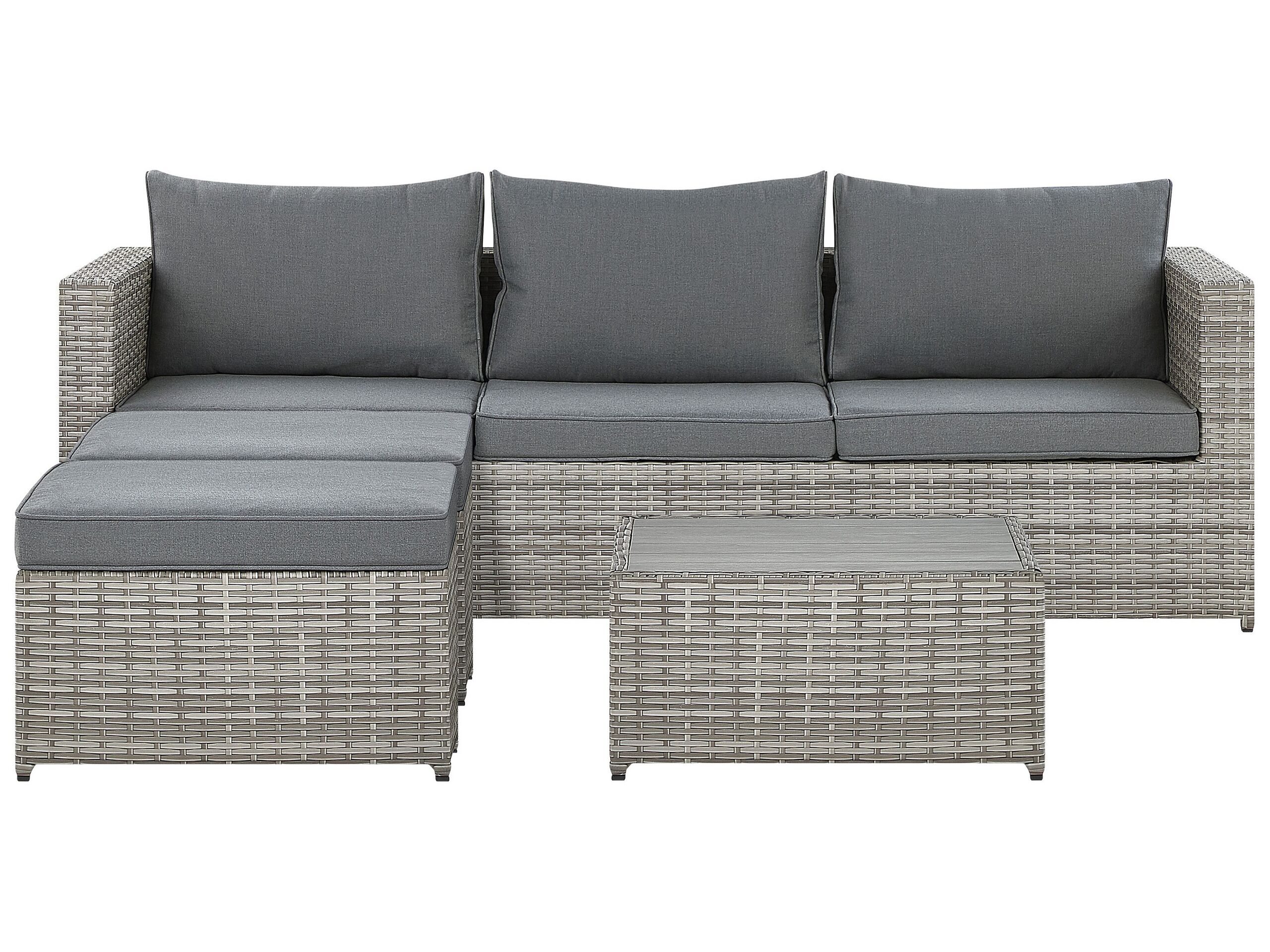 Right Hand 5 Seater PE Rattan Modular Garden Sofa Set Grey SABBIA - Gemini Interiors