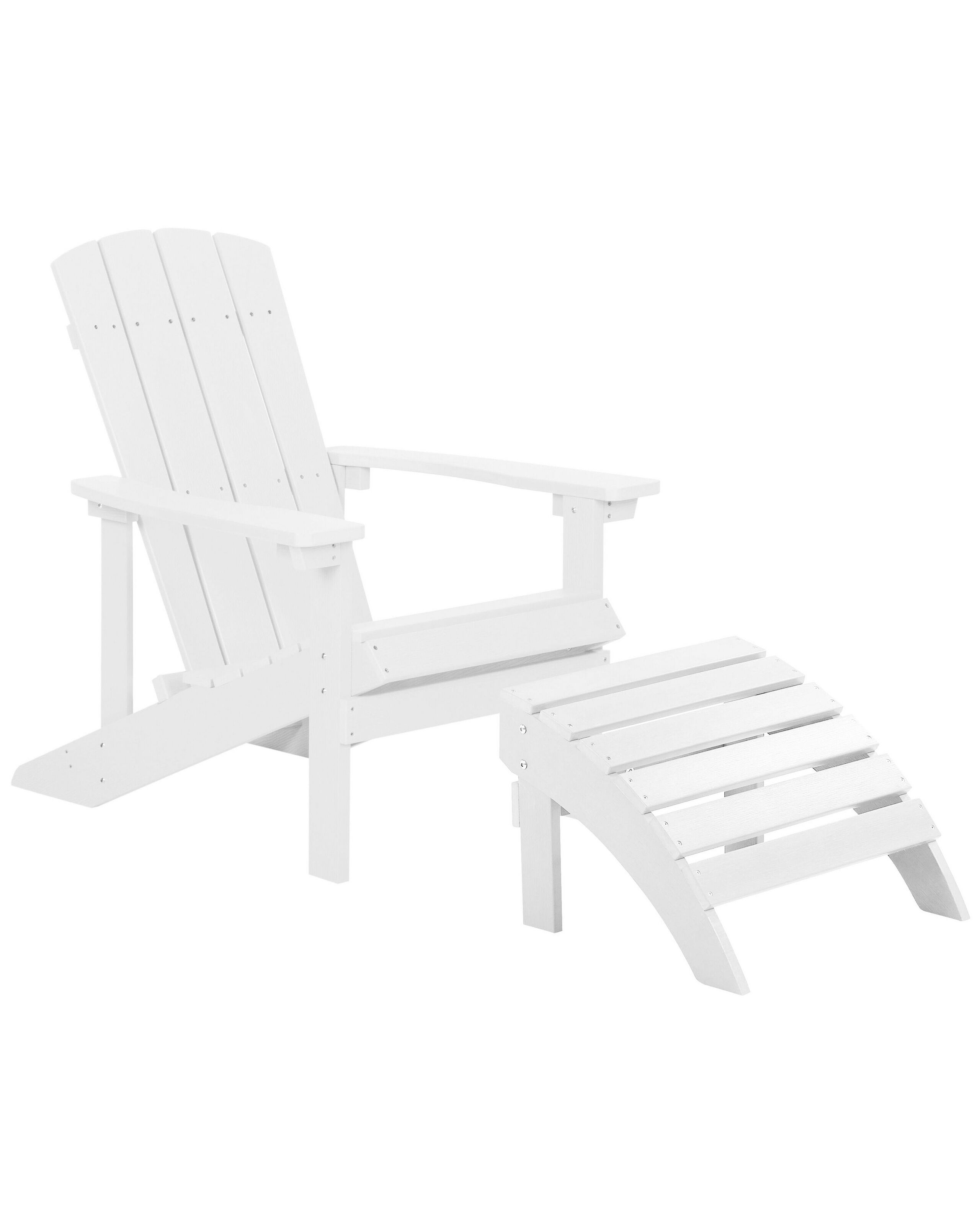 Garden Chair with Footstool White ADIRONDACK - Gemini Interiors