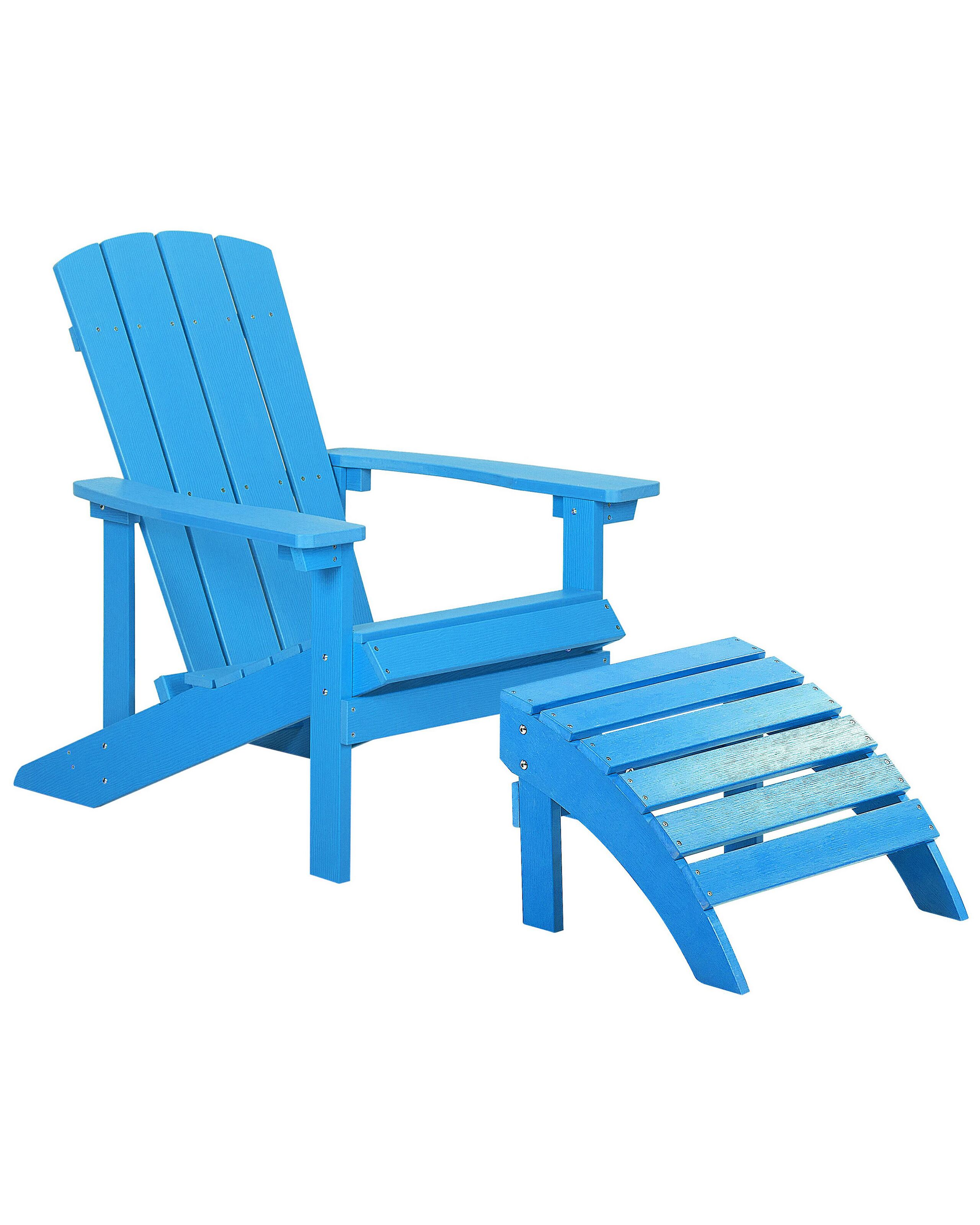 Garden Chair with Footstool Blue ADIRONDACK - Gemini Interiors