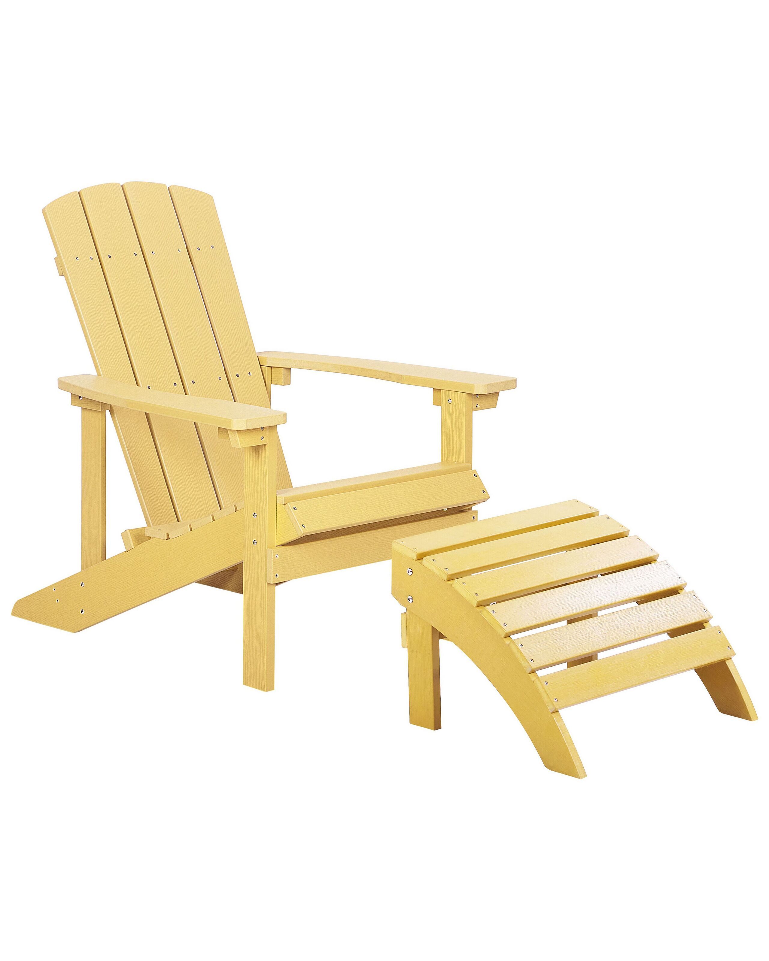 Garden Chair with Footstool Yellow ADIRONDACK - Gemini Interiors