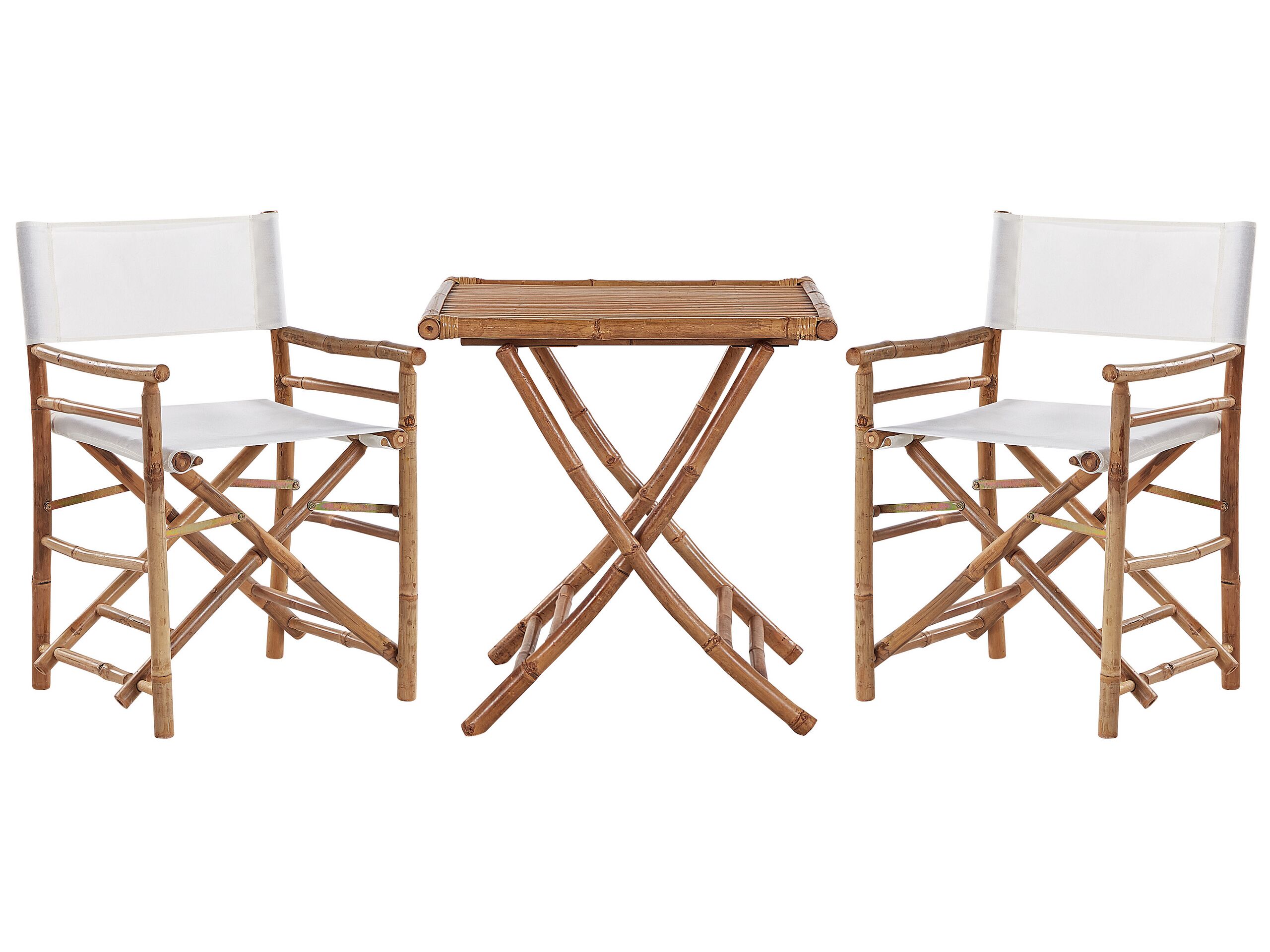 Bamboo Bistro Set Light Wood and Off-White MOLISE - Gemini Interiors