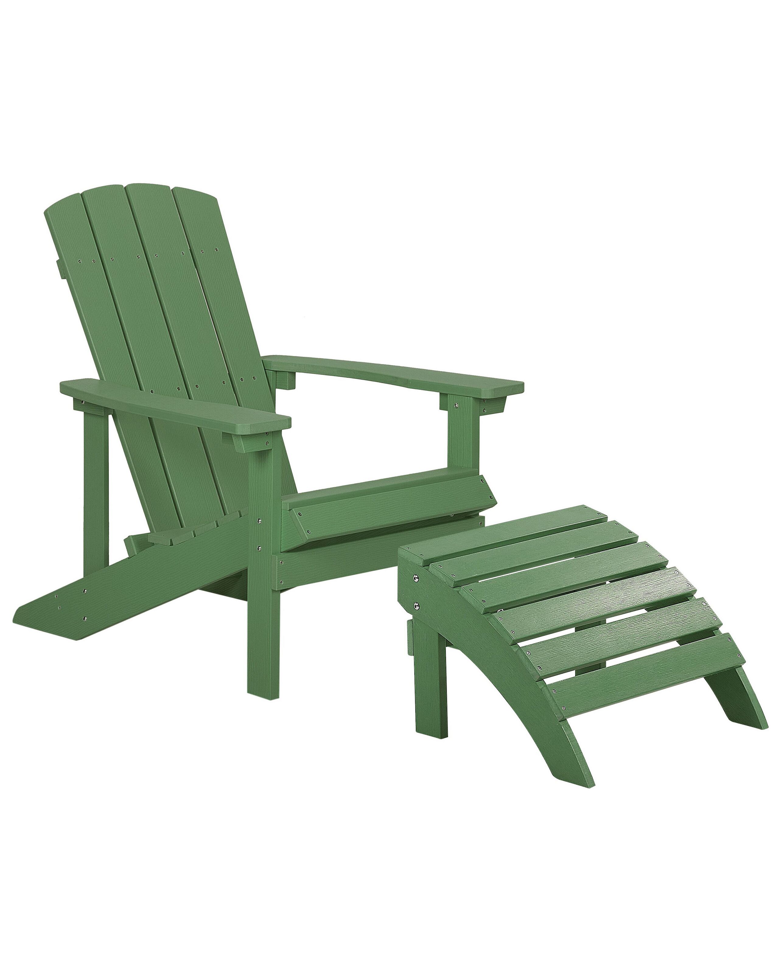 Garden Chair with Footstool Green ADIRONDACK - Gemini Interiors