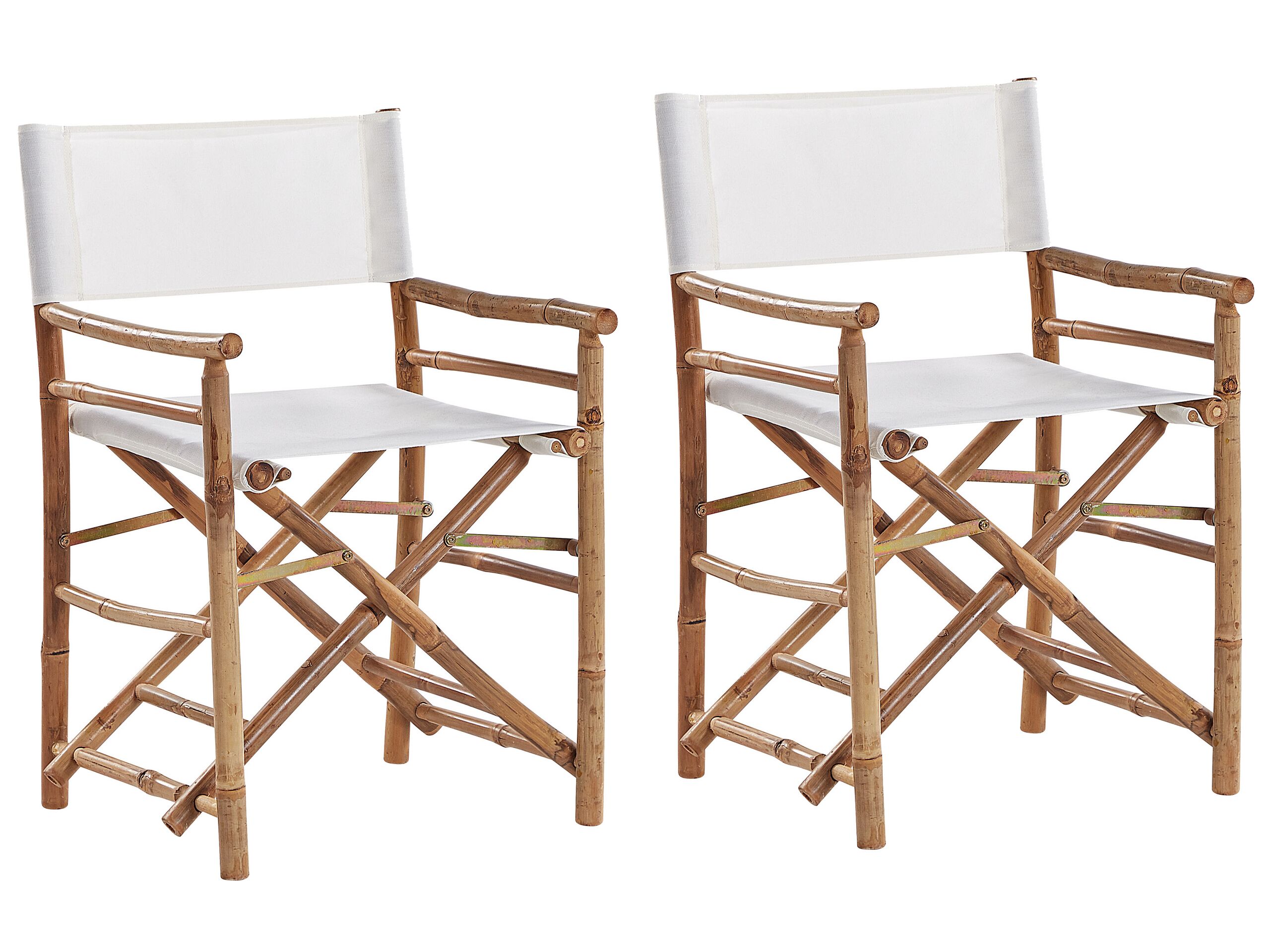 Set of 2 Bamboo Folding Chairs Light Wood and Off-White MOLISE - Gemini Interiors