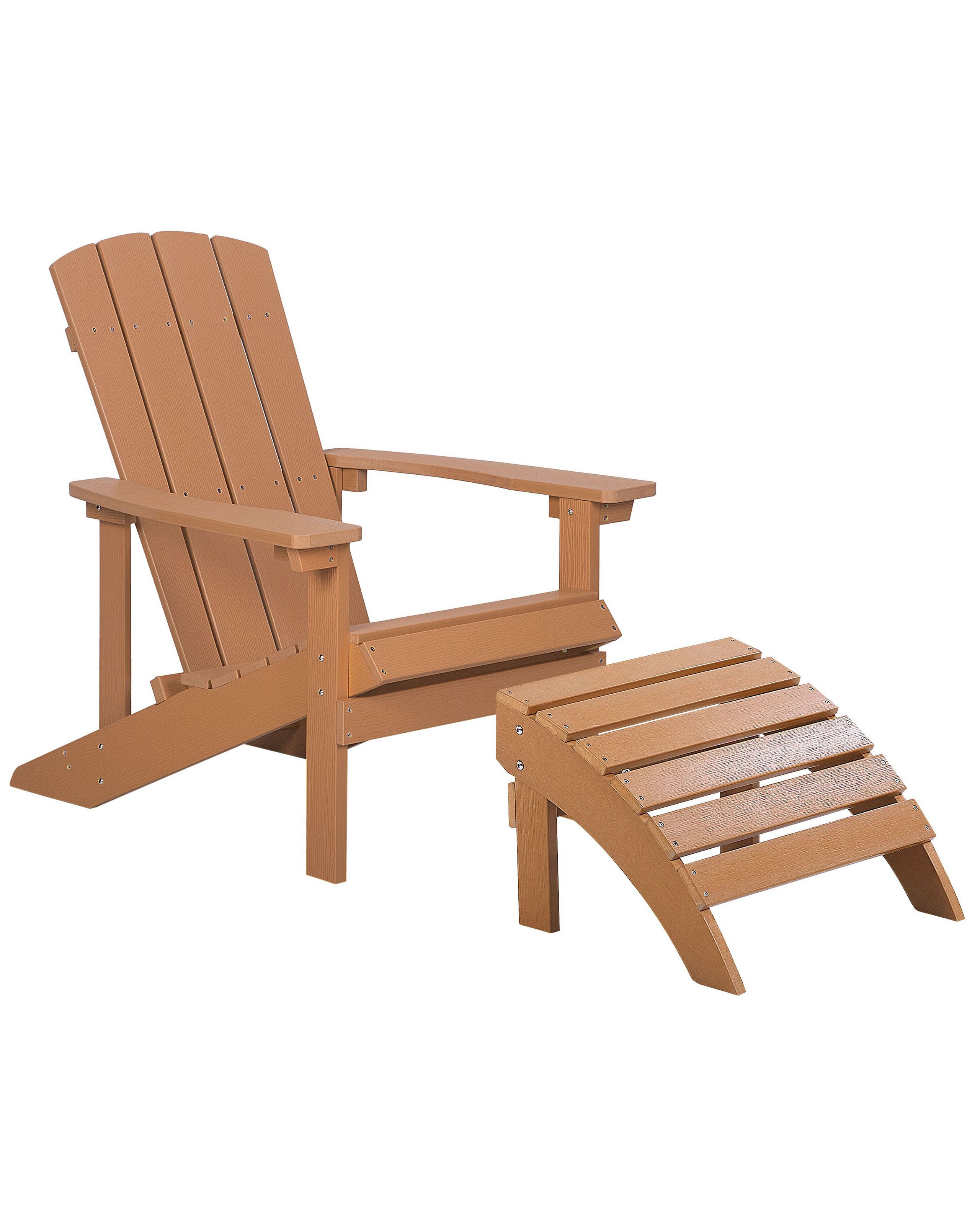 Garden Chair with Footstool Light Wood ADIRONDACK - Gemini Interiors
