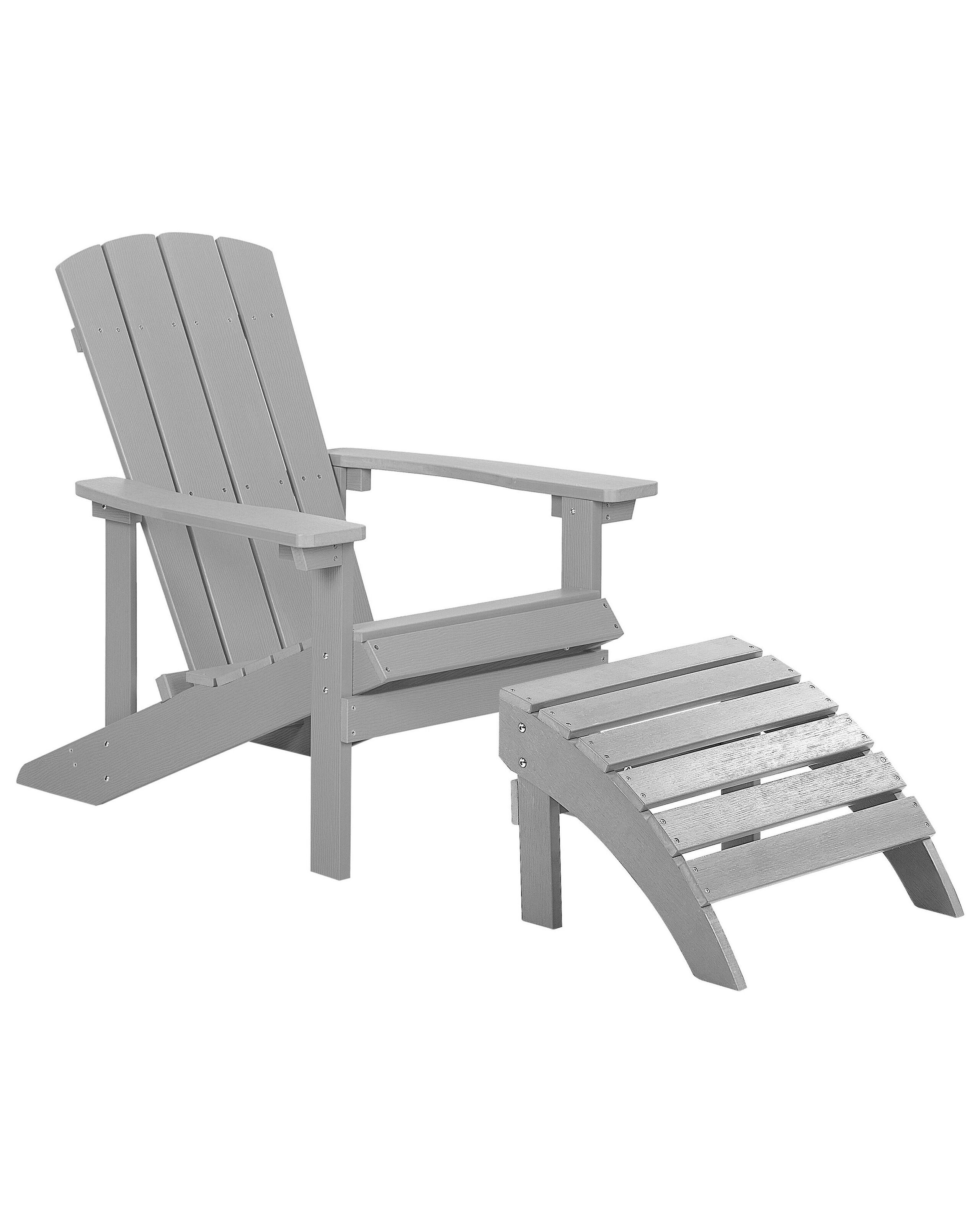 Garden Chair with Footstool Light Grey ADIRONDACK - Gemini Interiors