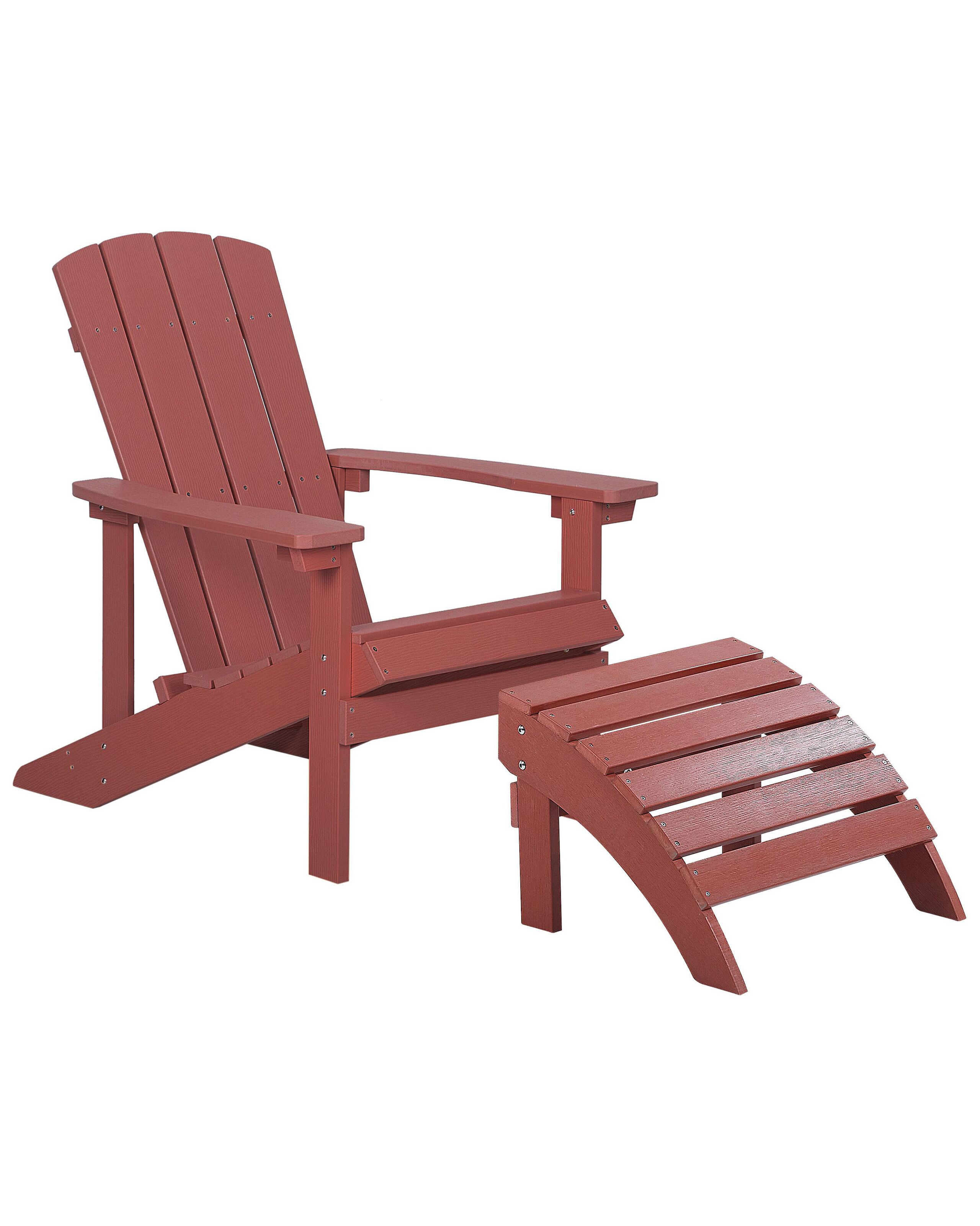 Garden Chair with Footstool Red ADIRONDACK - Gemini Interiors