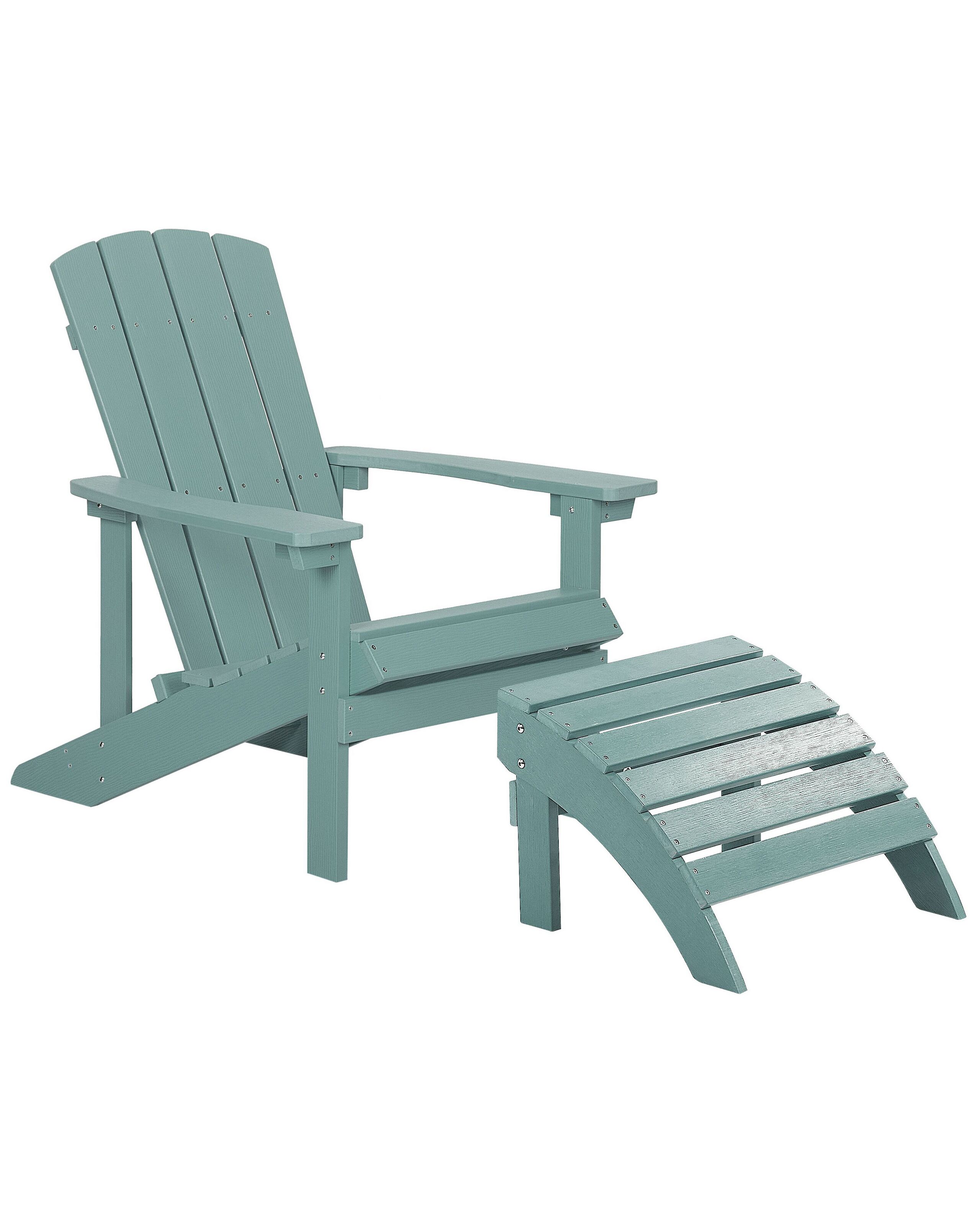 Garden Chair with Footstool Turquoise Blue ADIRONDACK - Gemini Interiors