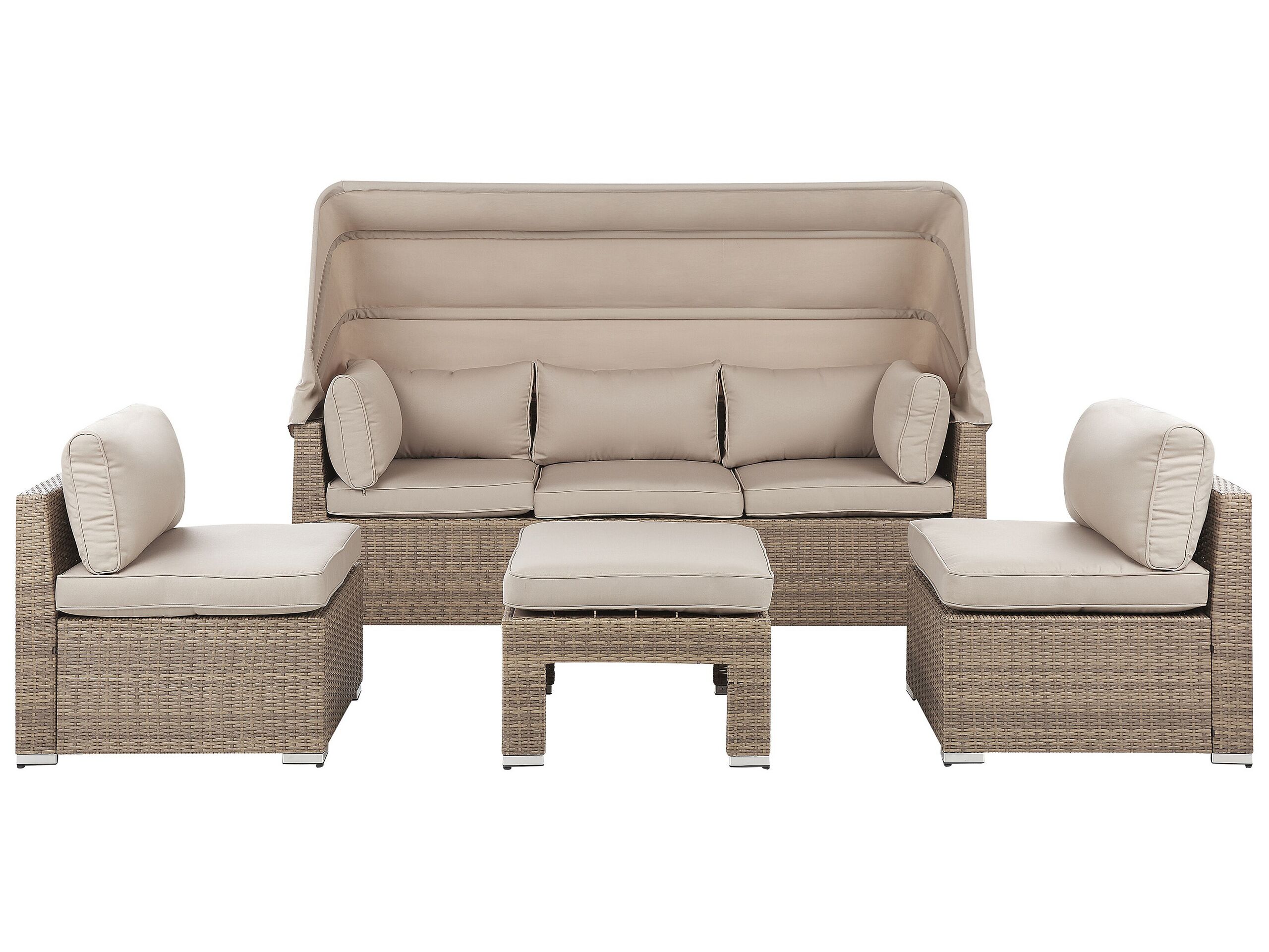 5 Seater PE Rattan Modular Garden Lounge Set Beige COCCOLIA - Gemini Interiors