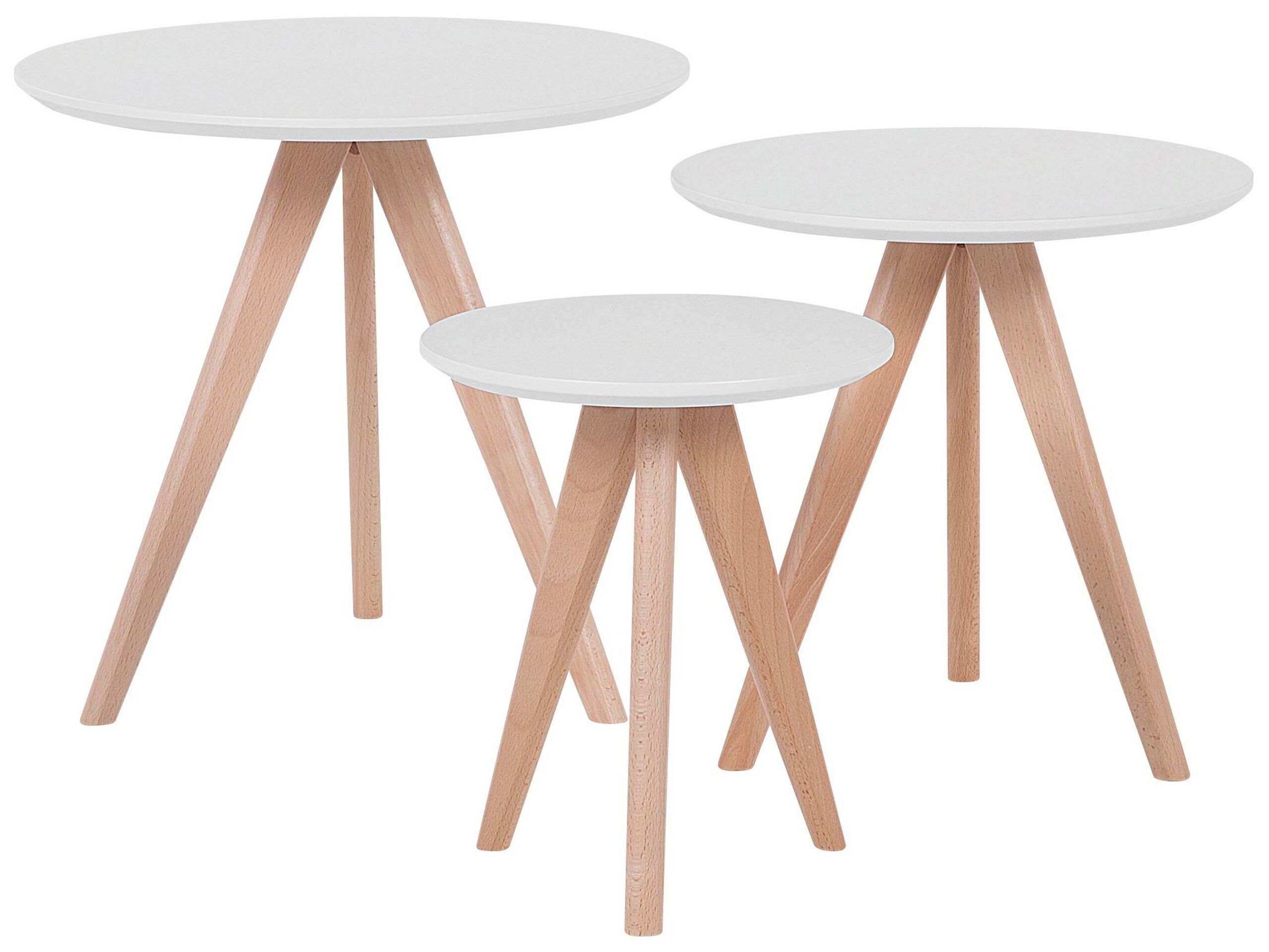 Set of 3 Coffee Tables White VEGAS - Gemini Interiors