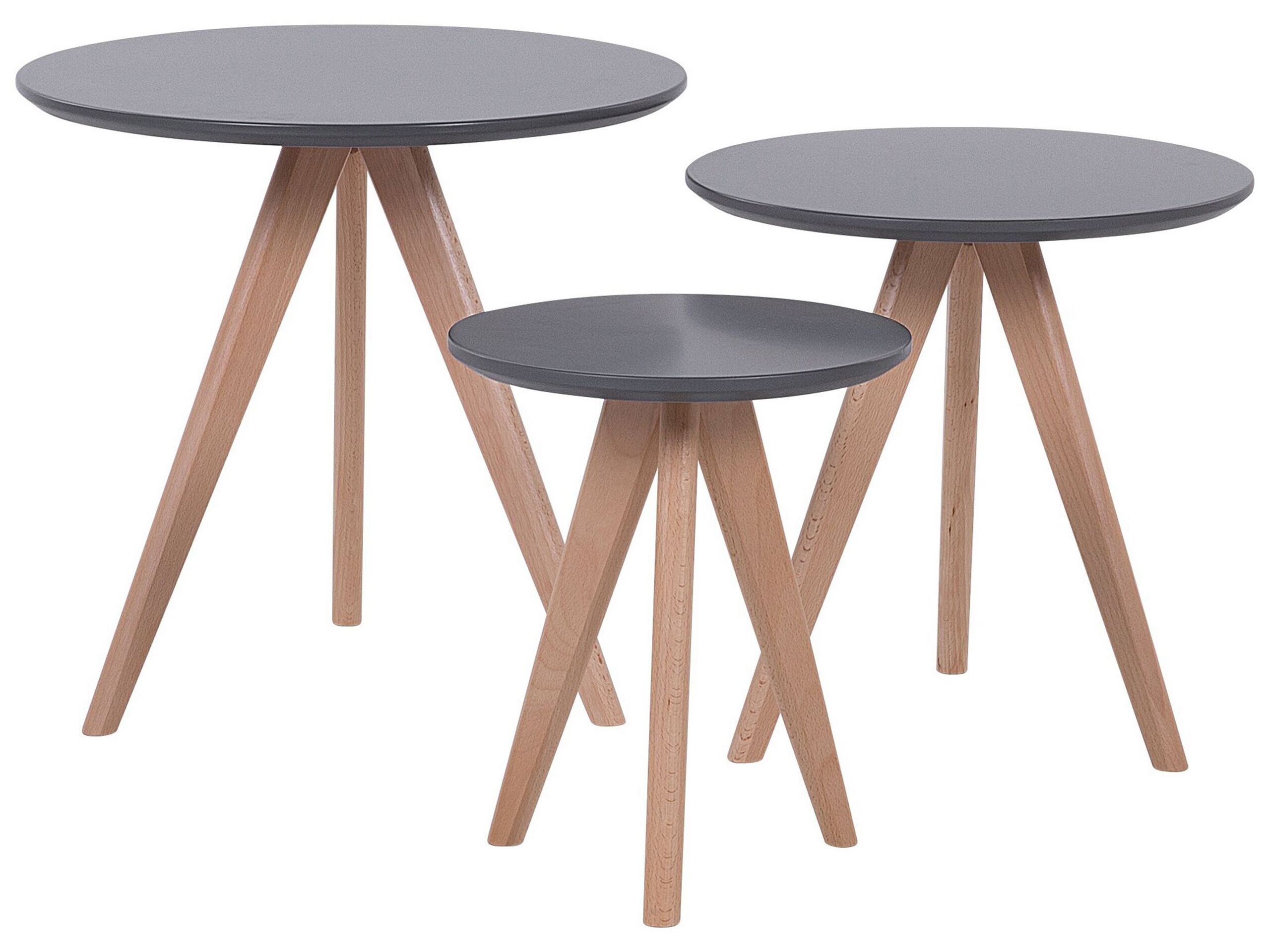 Set of 3 Coffee Tables Grey VEGAS - Gemini Interiors