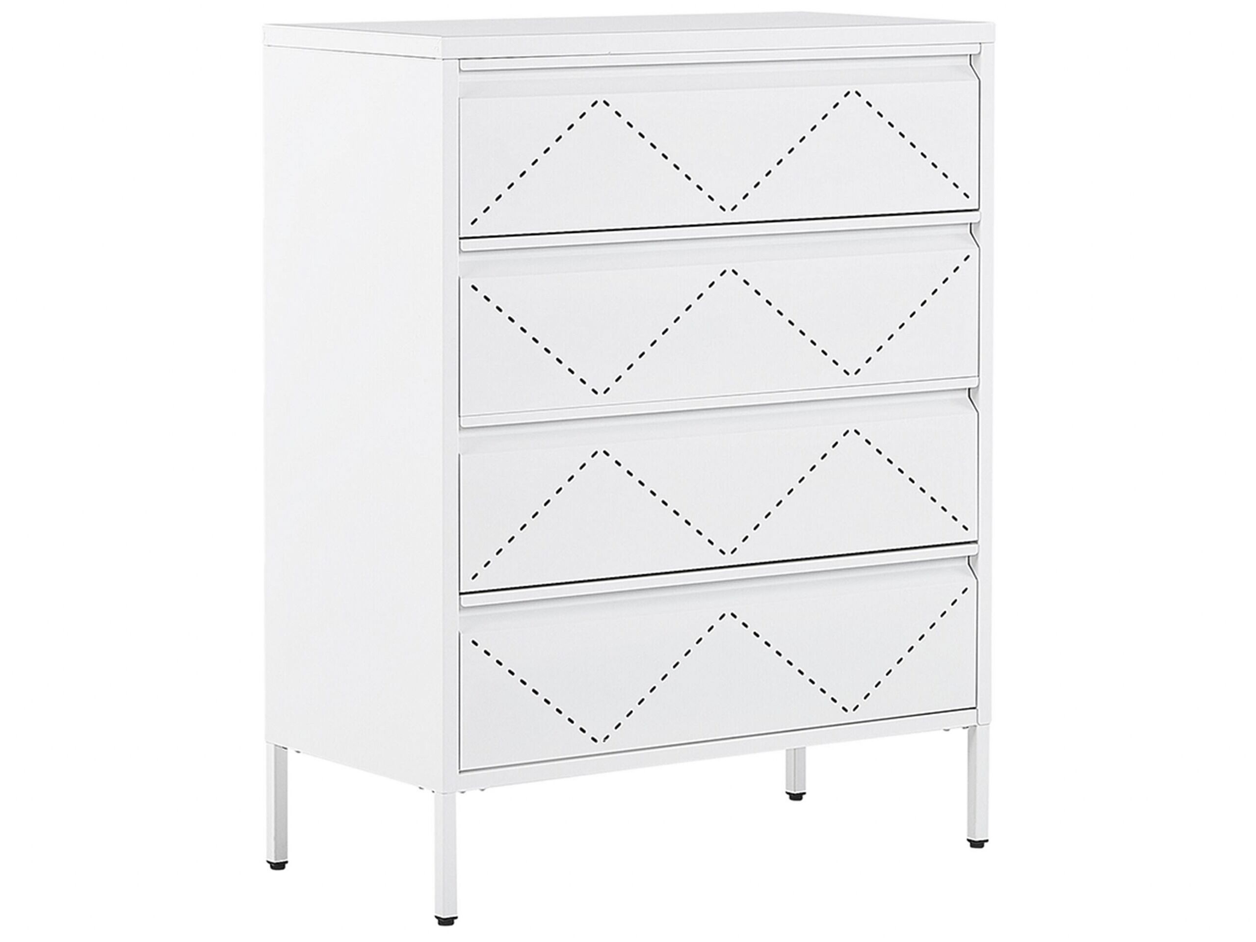REDONDO White Chest of Drawers - Medium-sized, 4 Drawers - Gemini Interiors