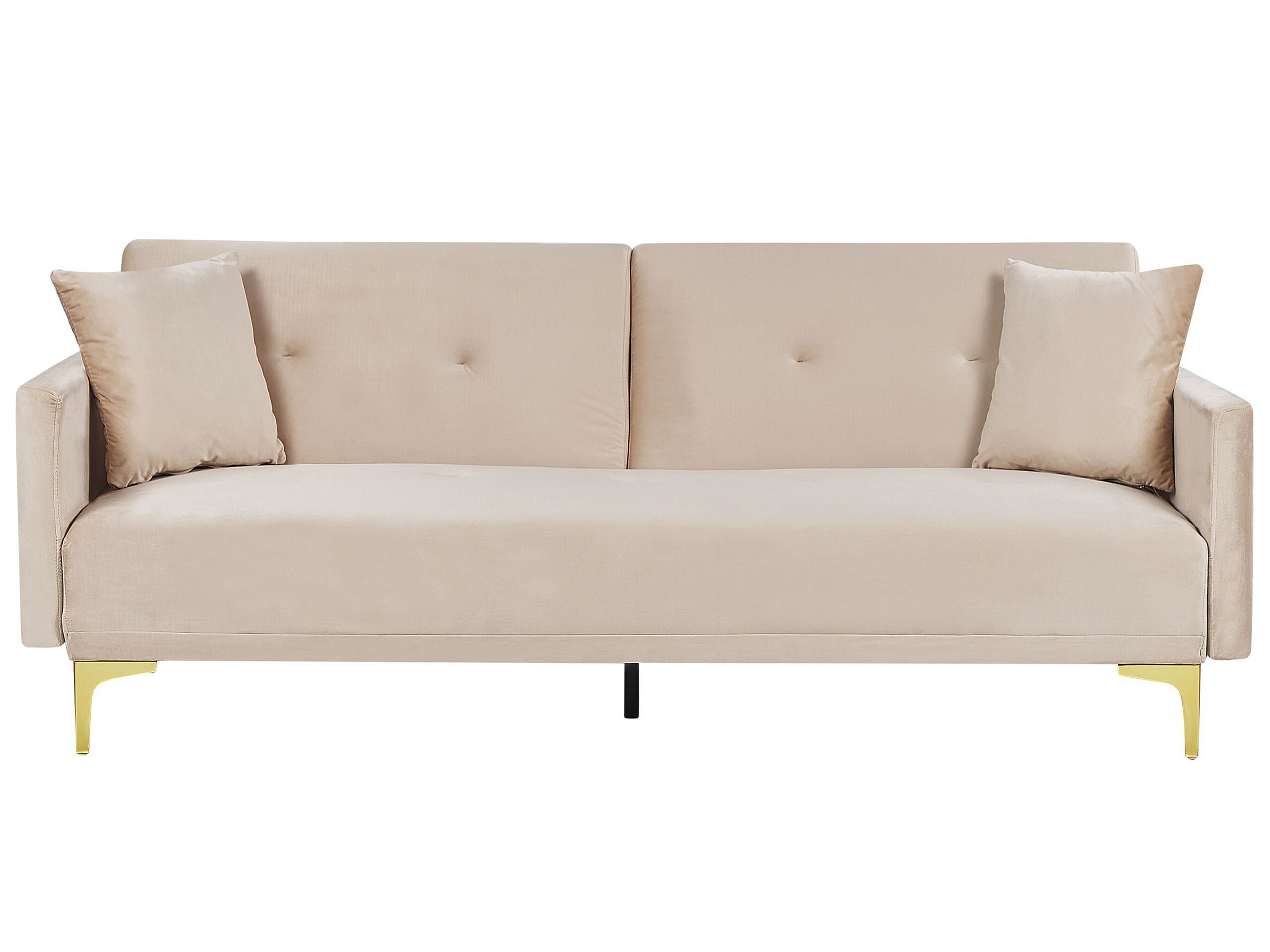 Velvet Sofa Bed Beige LUCAN - Gemini Interiors