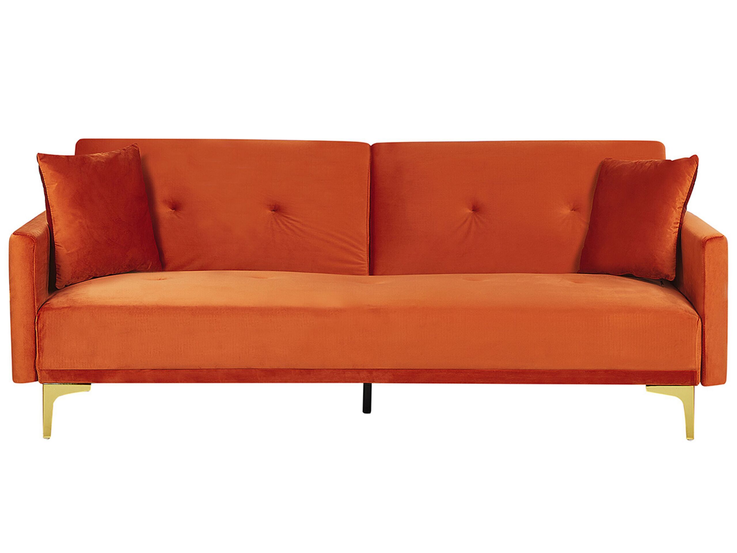 Velvet Sofa Bed Orange LUCAN - Gemini Interiors