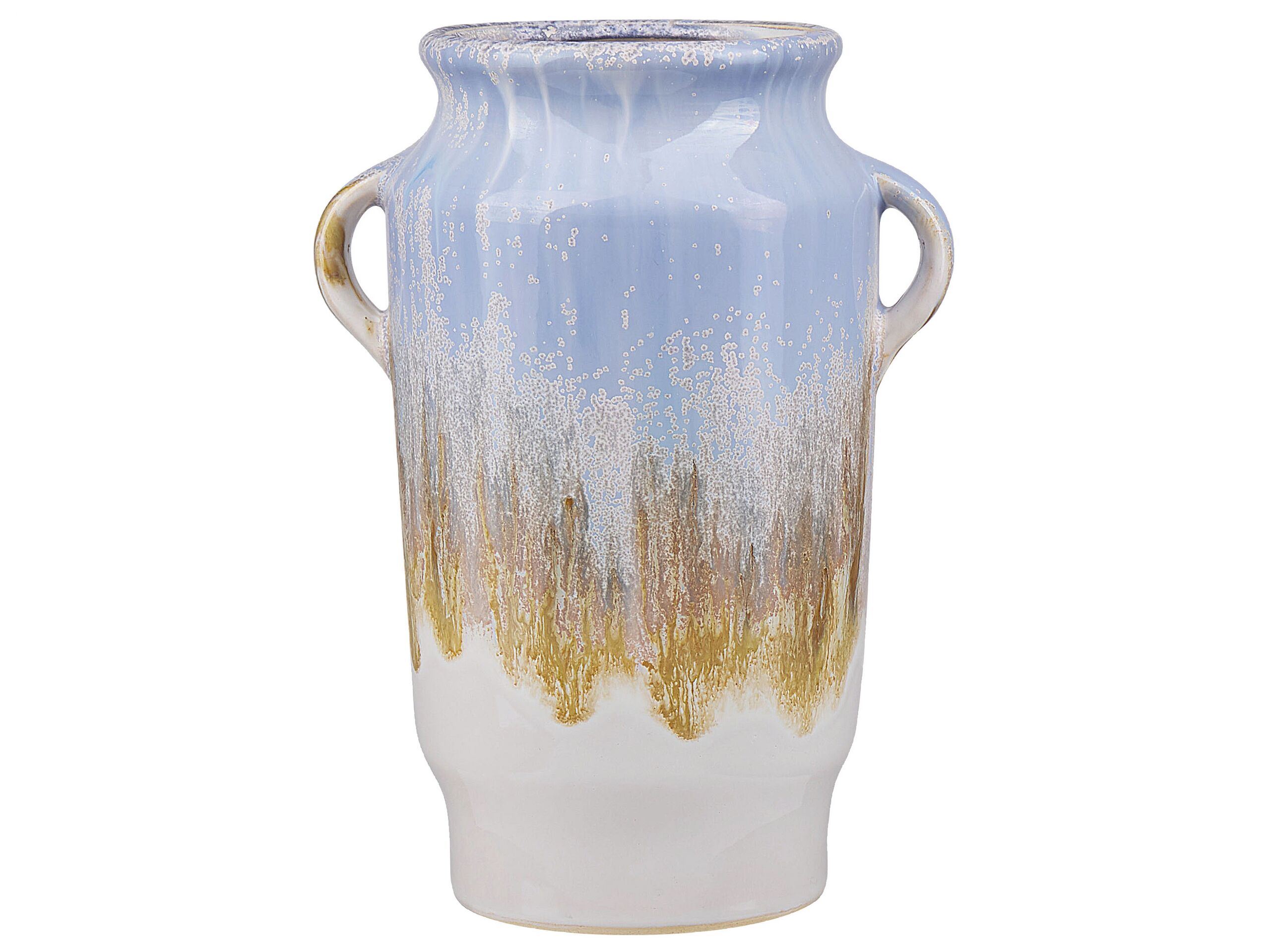 Stoneware Flower Vase 25 Blue Gold - Gemini Interiors