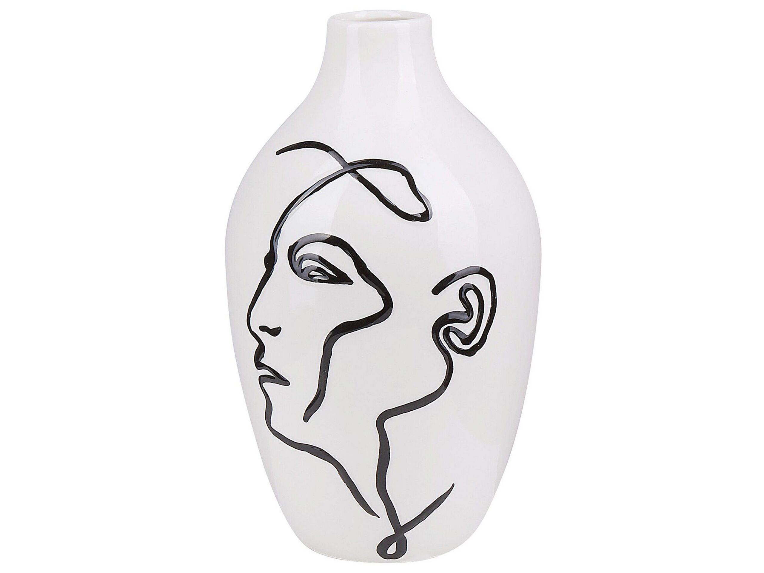 Stoneware Flower Vase 23 White Black - Gemini Interiors
