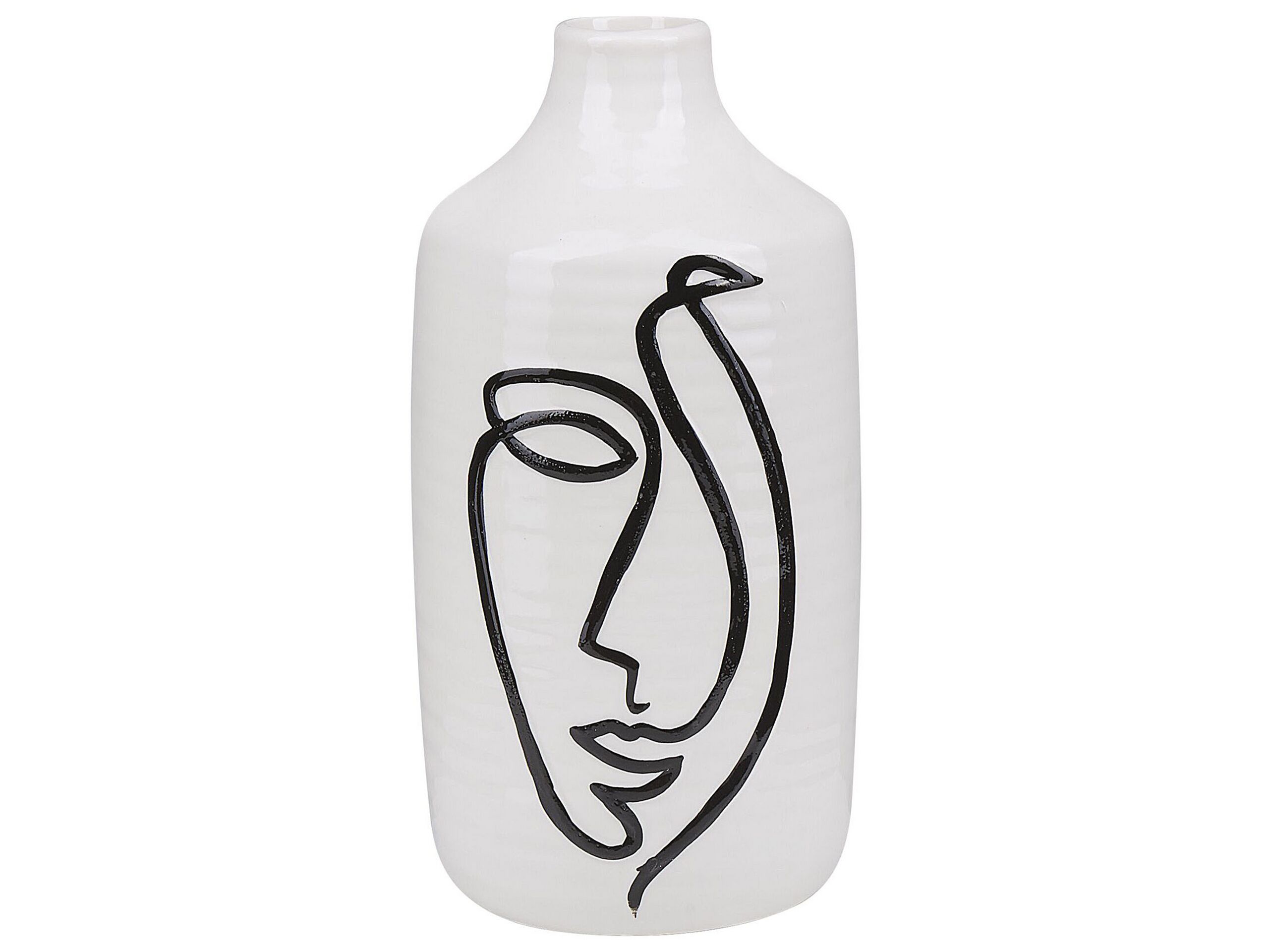 Stoneware Flower Vase 22 White Black - Gemini Interiors