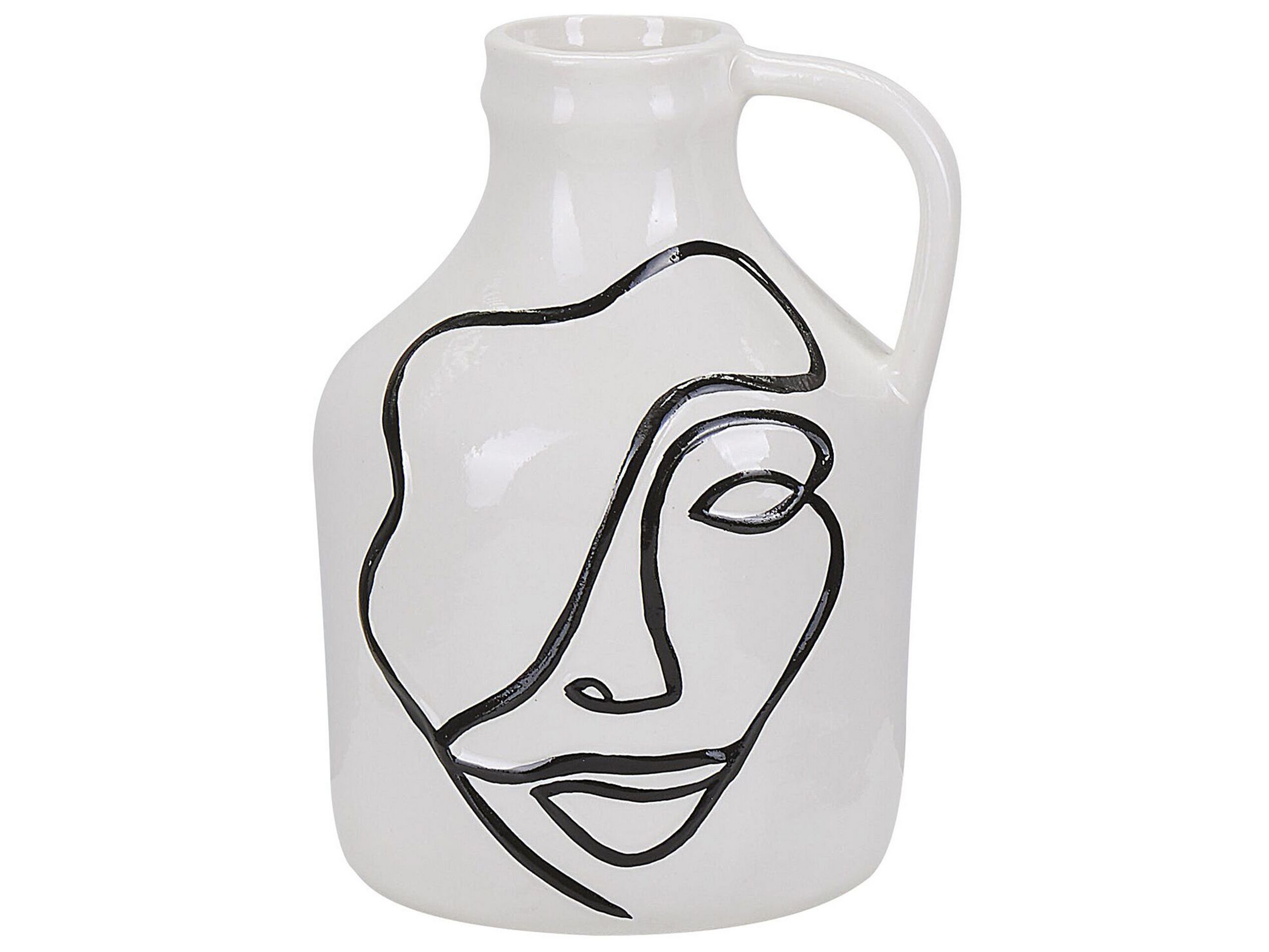 Stoneware Flower Vase 19 White Black - Gemini Interiors