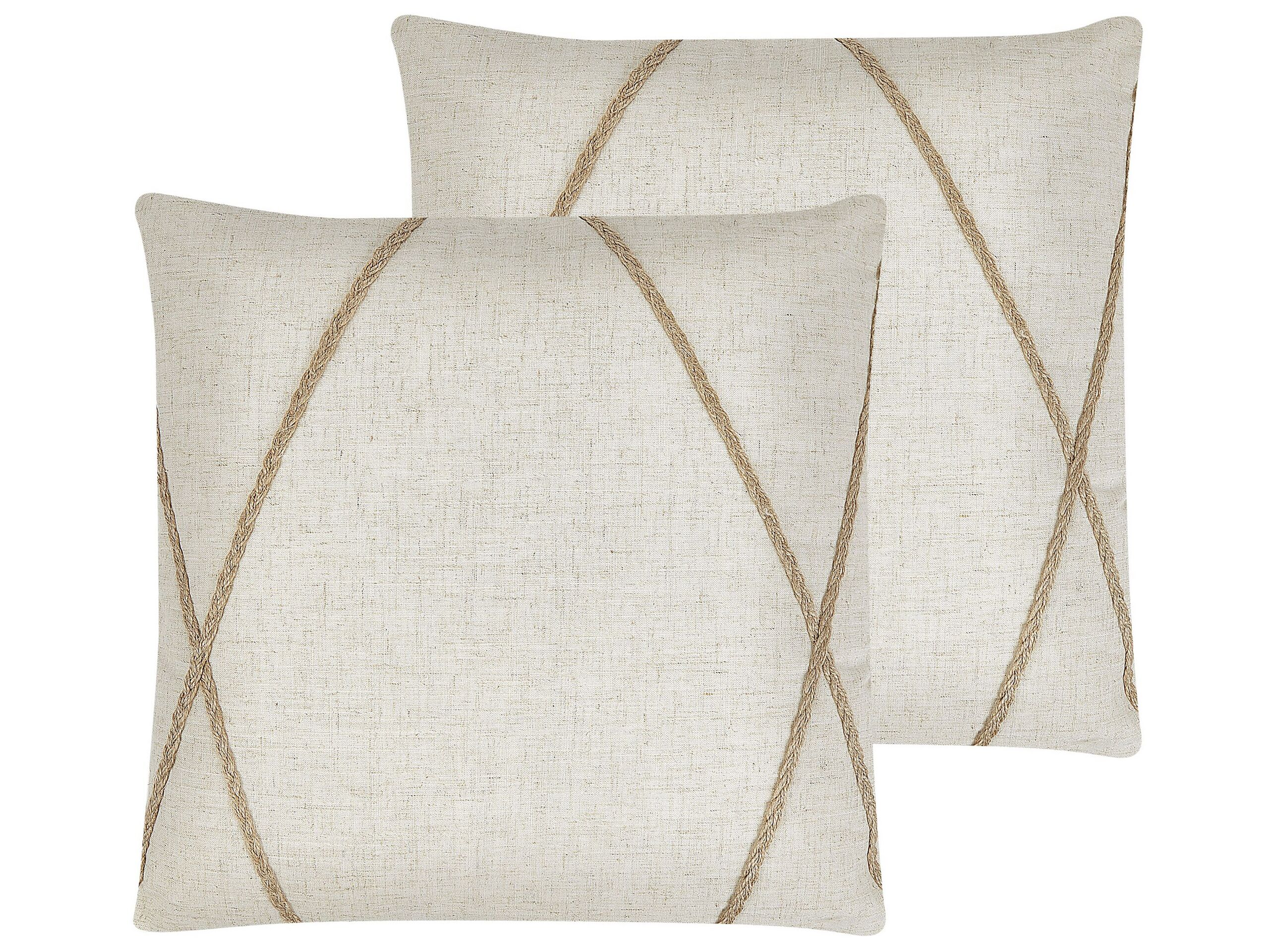 Set of 2 Cushions Geometric Pattern 45x45cm Beige - Gemini Interiors