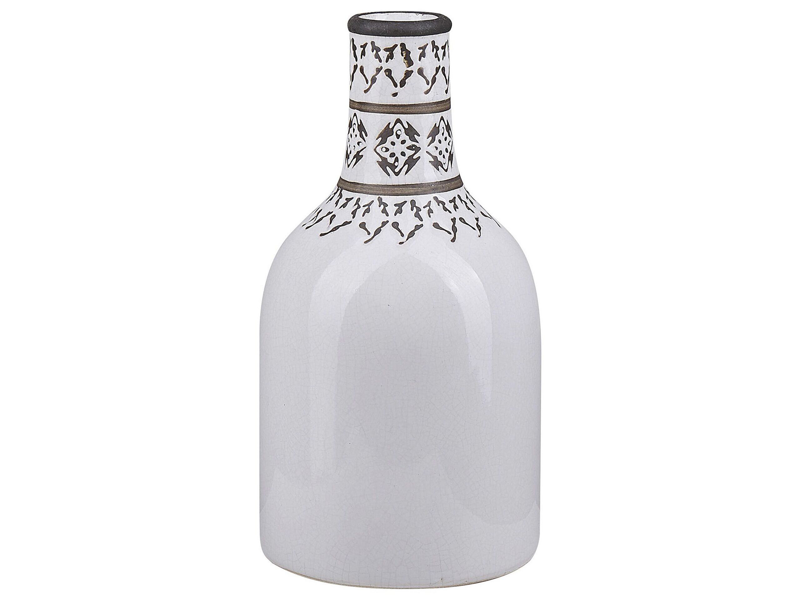 Stoneware Flower Vase 25 White Black - Gemini Interiors