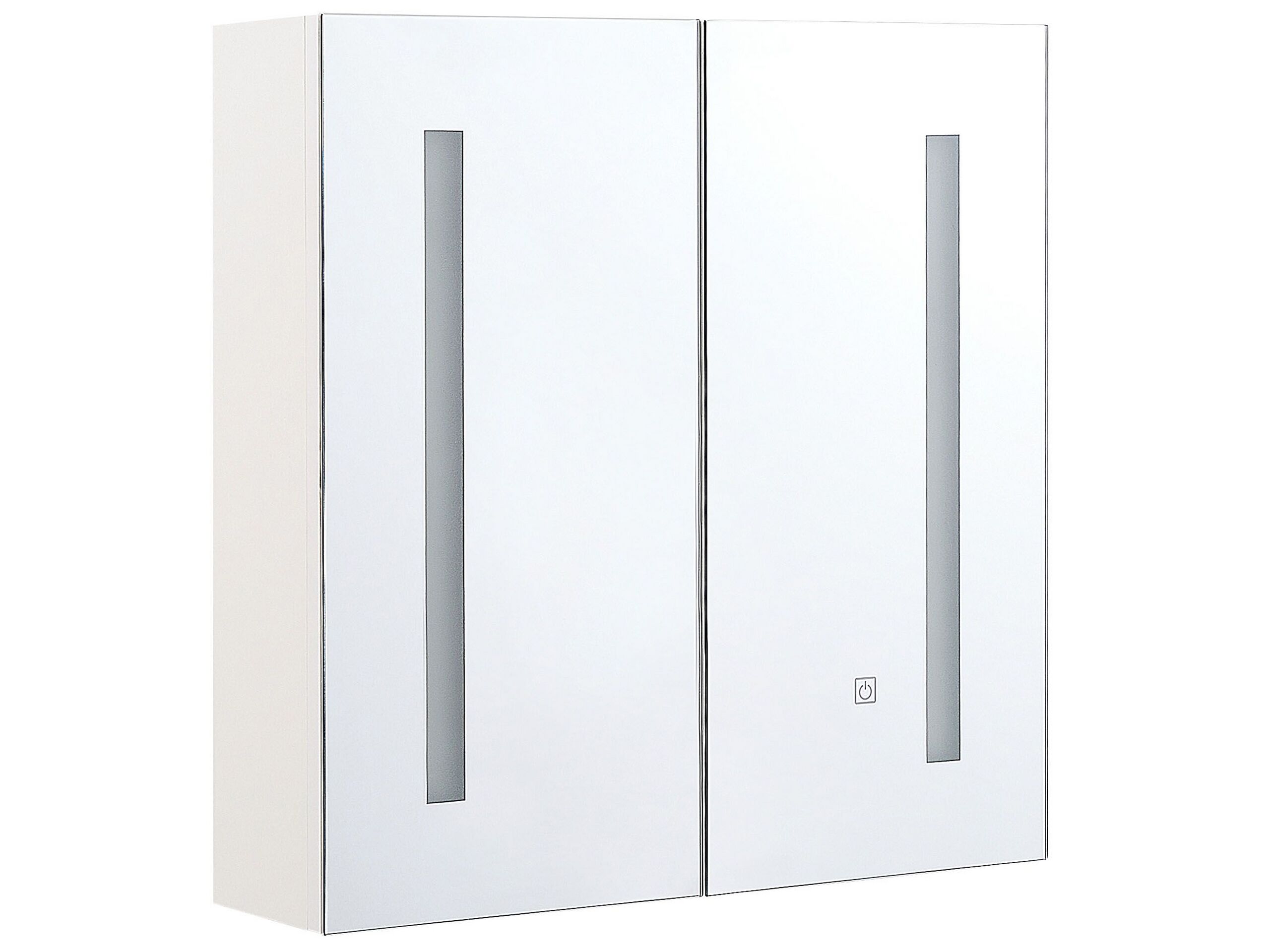 Bathroom Wall Mounted Mirror Cabinet with LED 60 x 60 cm White CHABUNCO - Gemini Interiors