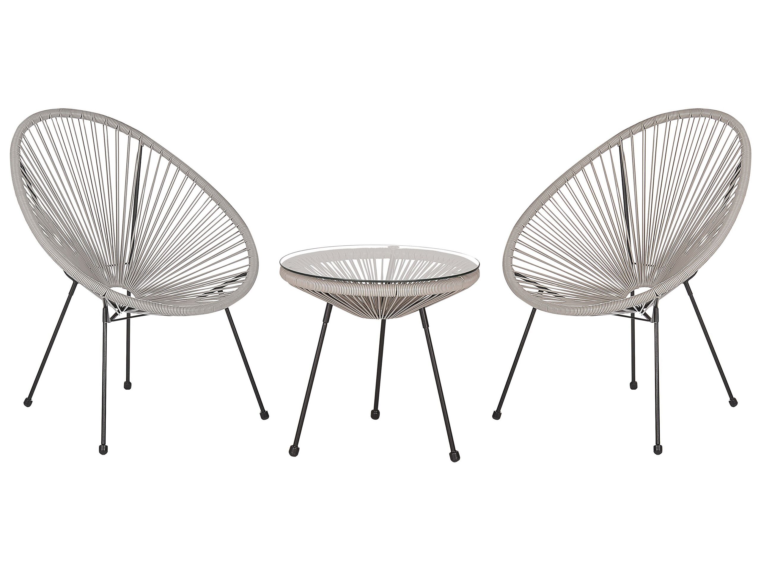 PE Rattan Bistro Set Light Grey ACAPULCO II - Gemini Interiors