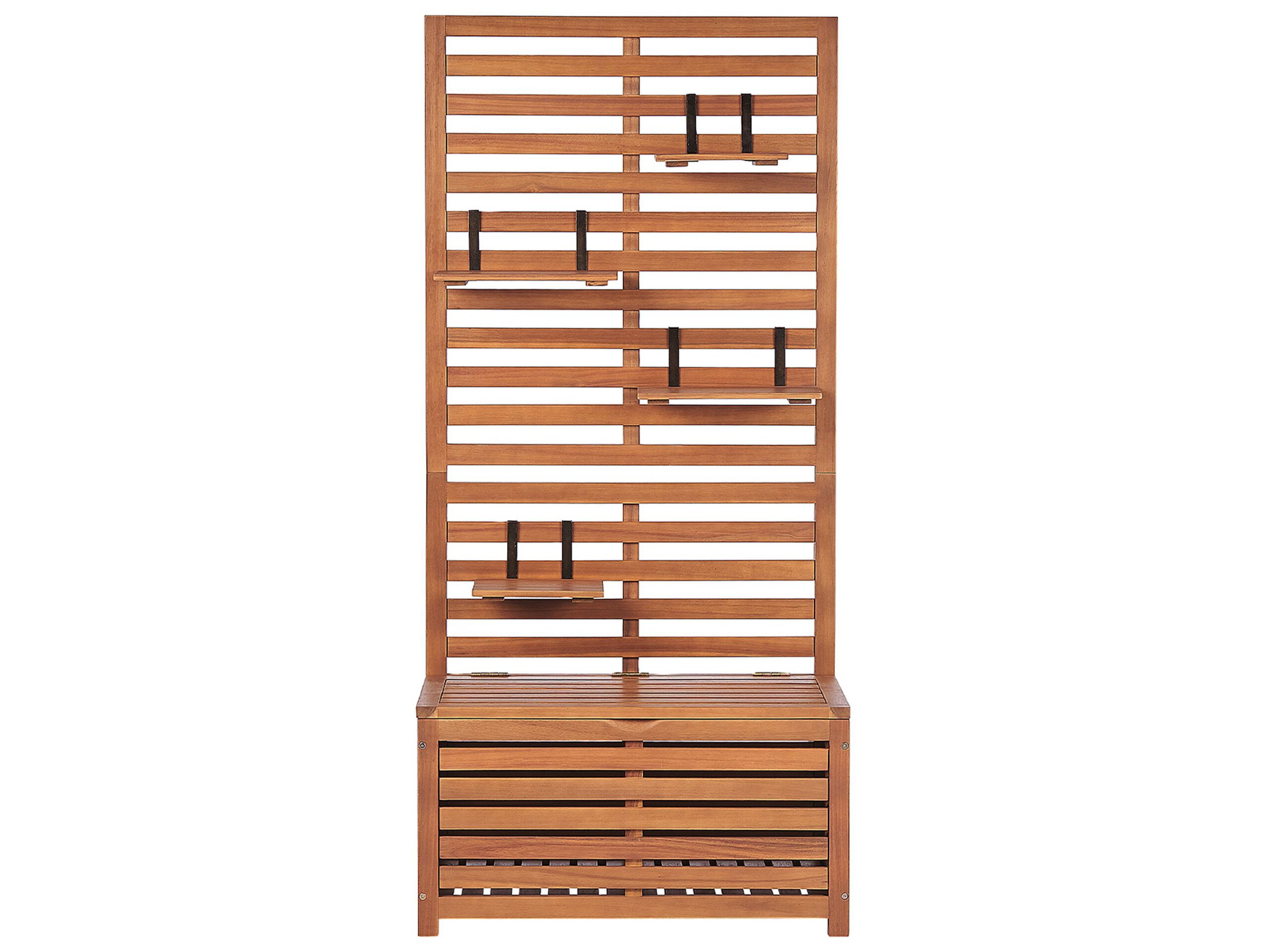 Acacia Wood Storage Bench with Wall Panel 80 cm MATINO - Gemini Interiors