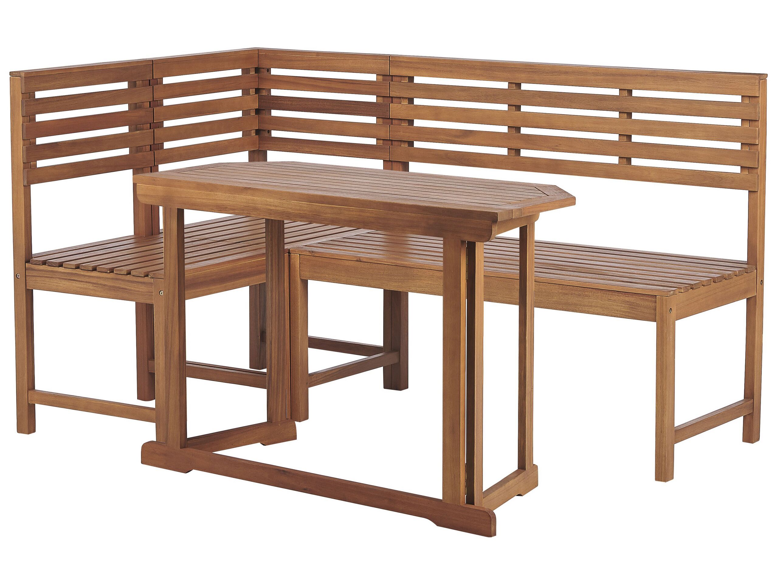 Acacia Wood Balcony Corner Bench Set TREIA - Gemini Interiors