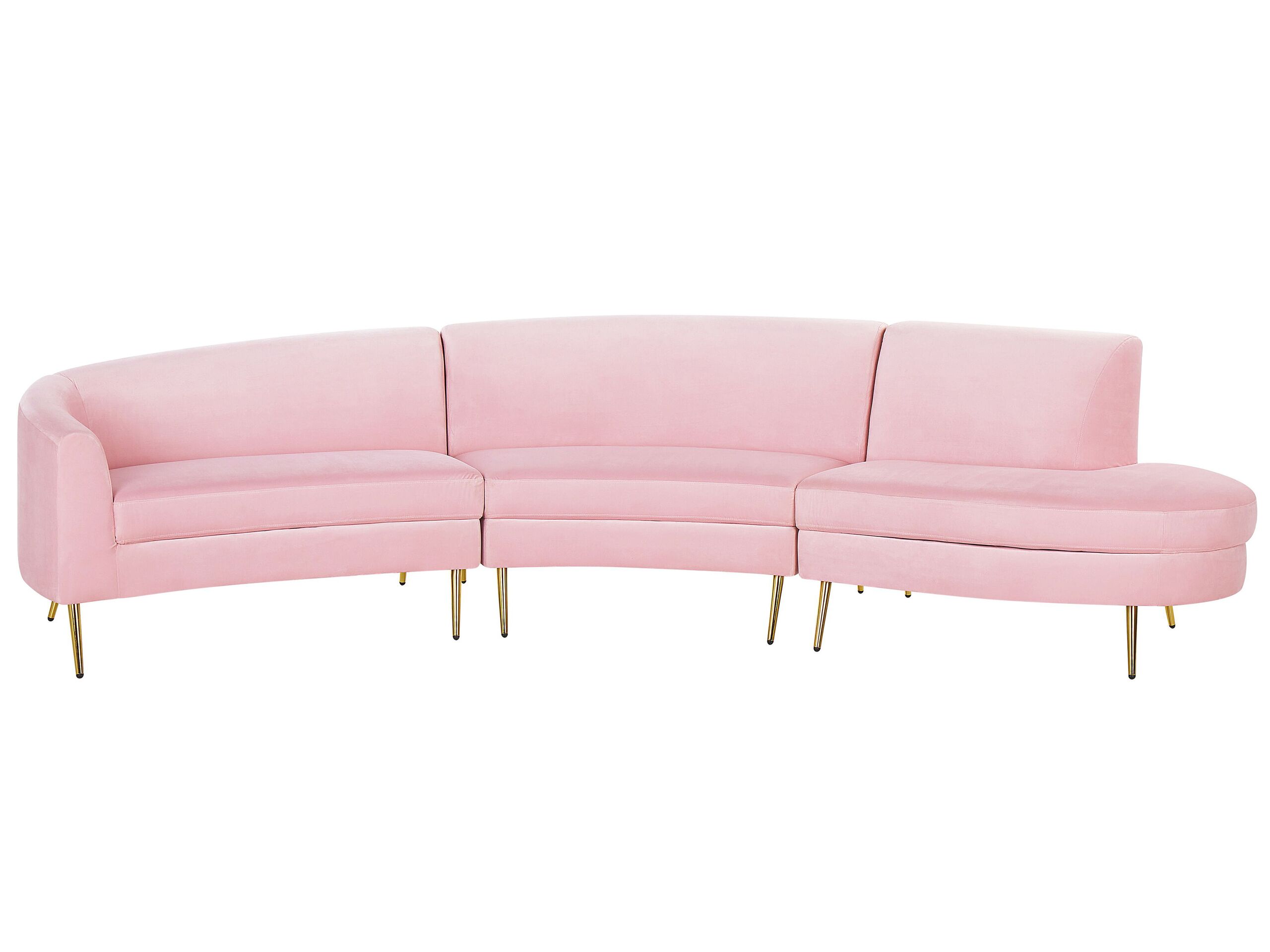 4 Seater Curved Velvet Sofa Pink MOSS - Gemini Interiors