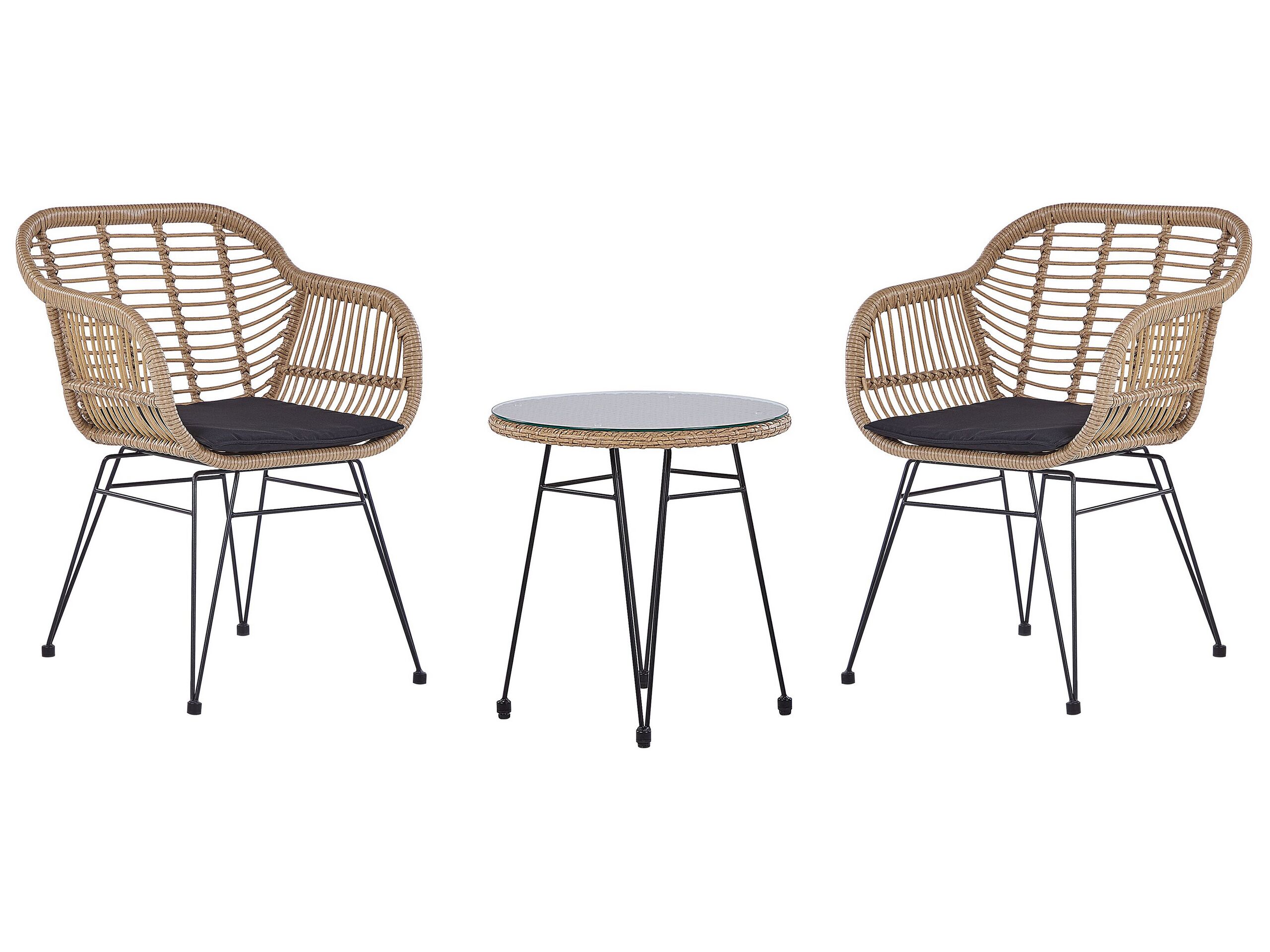 PE Rattan Bistro Set Natural TROPEA II - Gemini Interiors