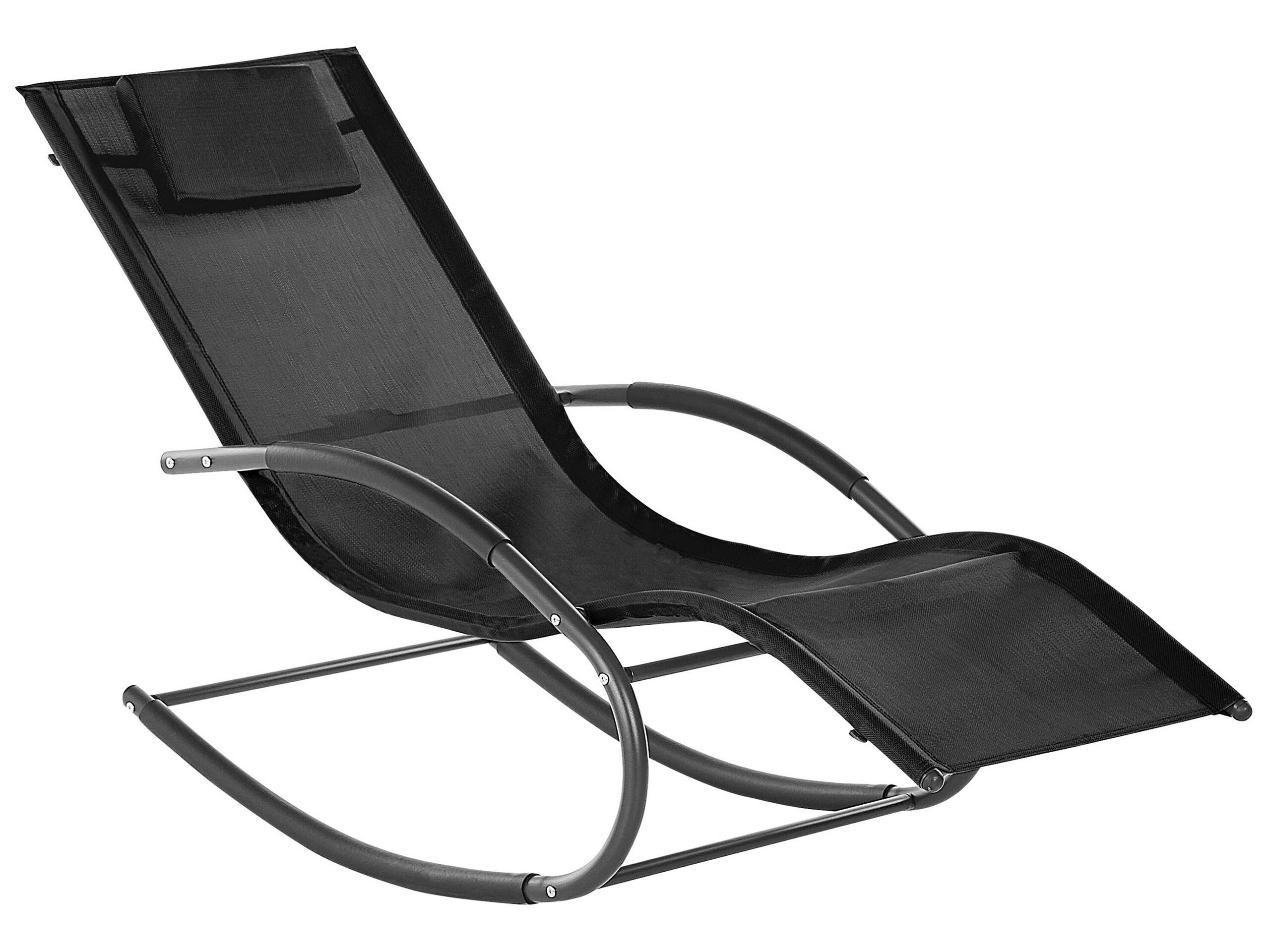 Steel Rocking Sun Lounger Black CARANO II - Gemini Interiors