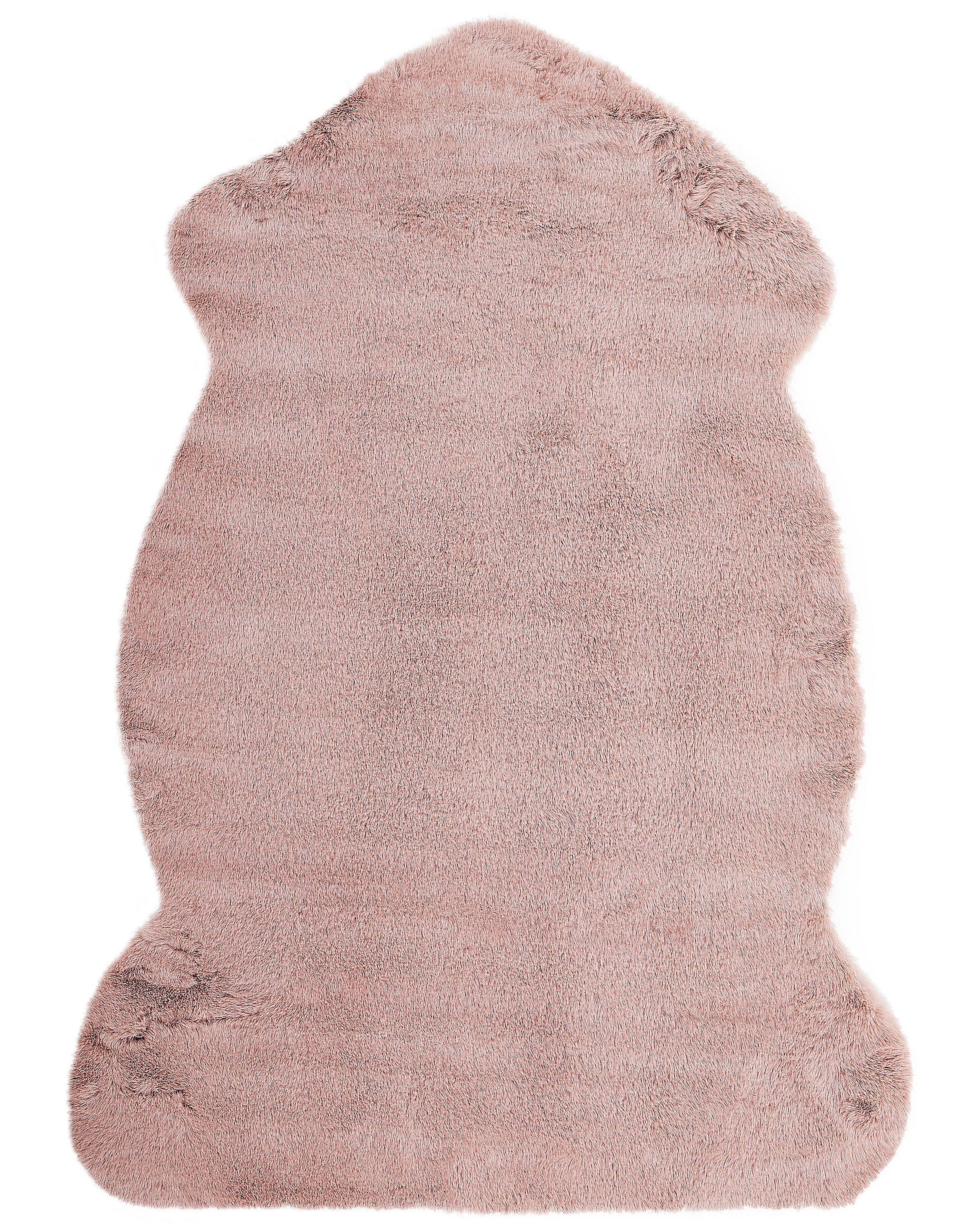 Faux Fur Rabbit Rug Pink UNDARA - Gemini Interiors