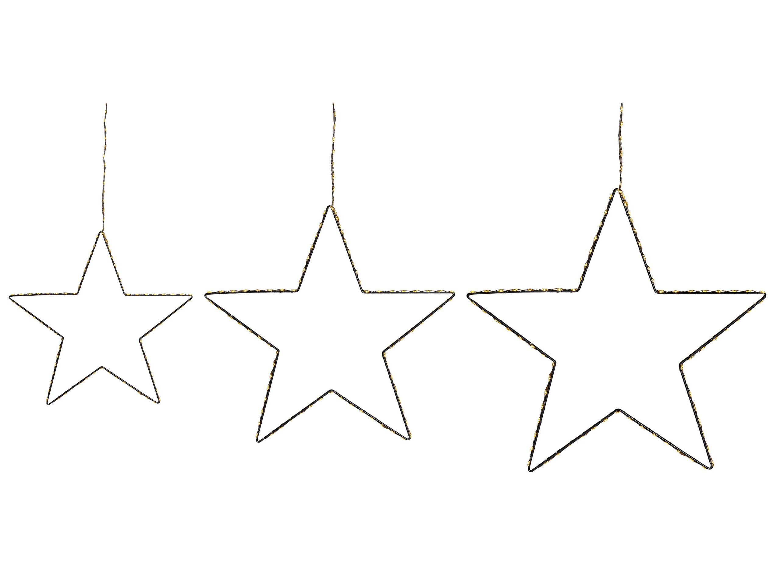 Set of 3 LED Hanging Decor Pieces Star Silver KUNNARI - Gemini Interiors